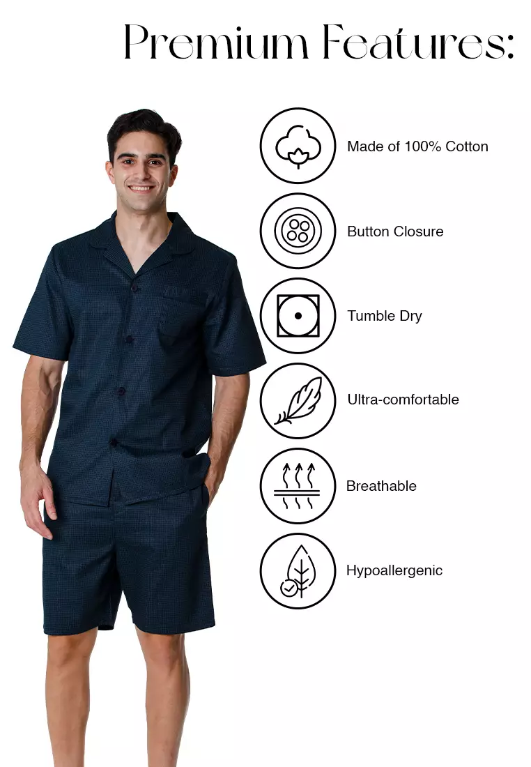 DE LUCCA De Lucca Mens Short Sleeve Pajama Set