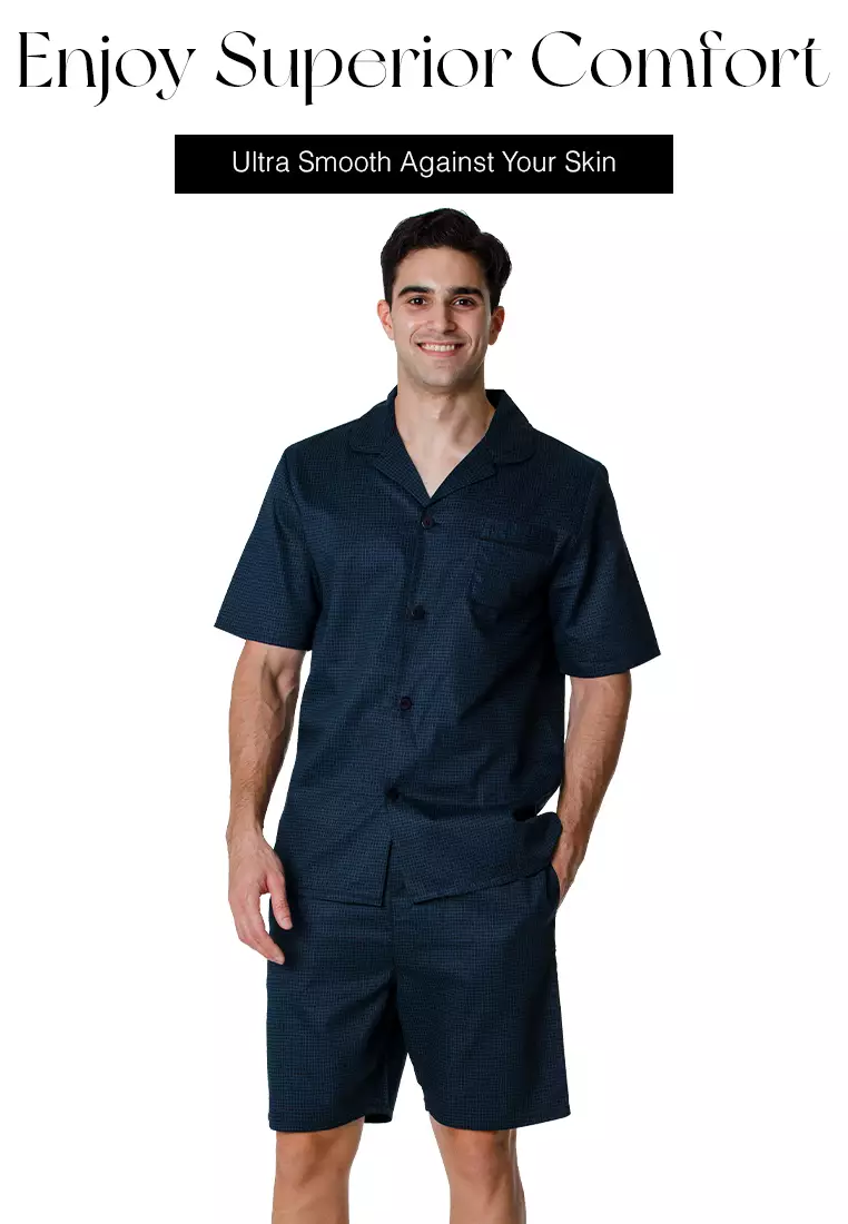 DE LUCCA De Lucca Mens Short Sleeve Pajama Set