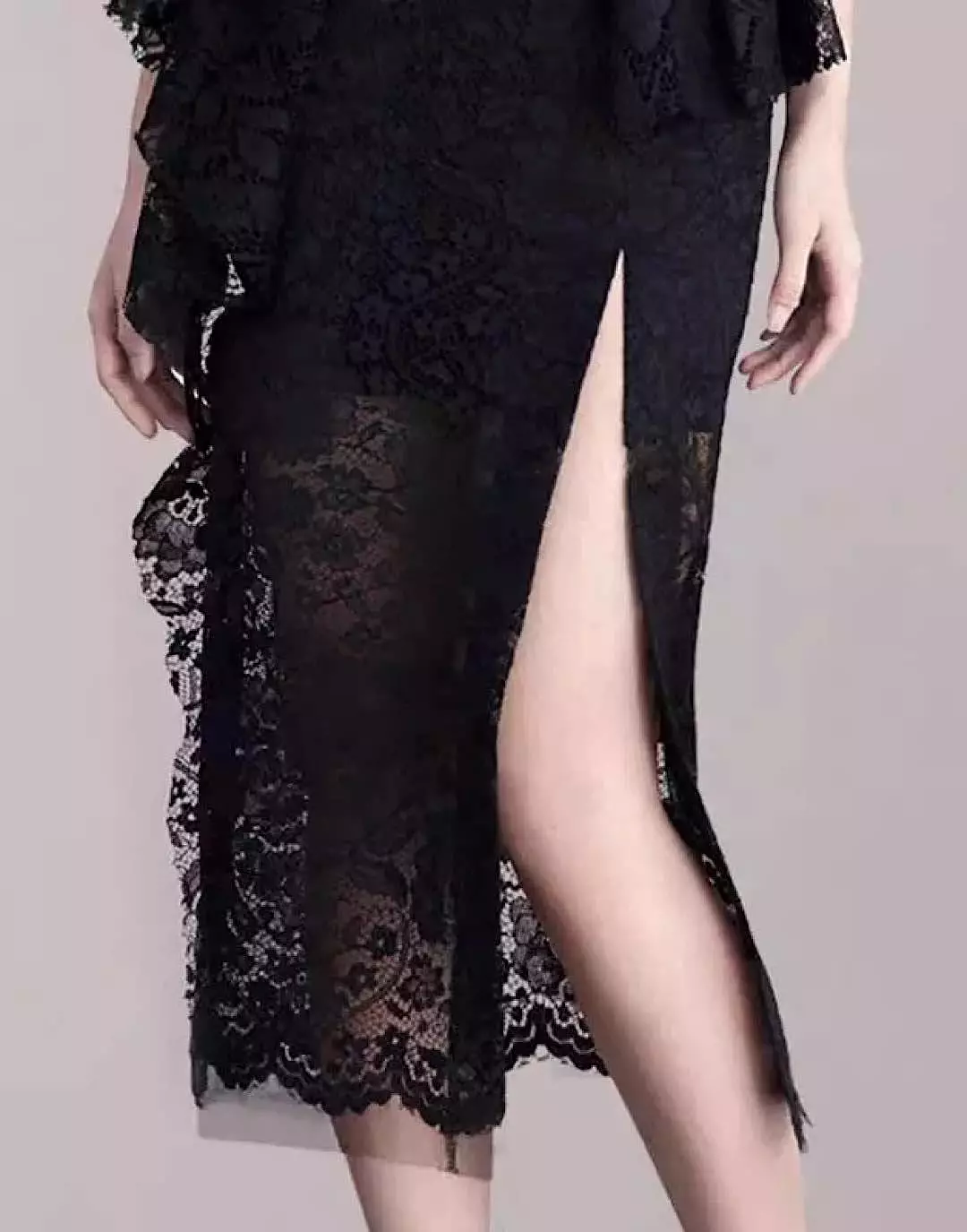 Embroidered Side Slit Lace Dress