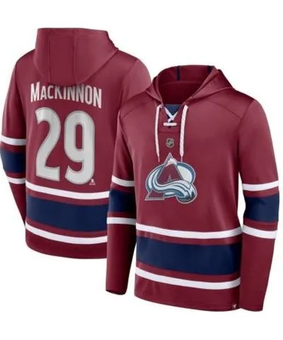 Fanatics Men's NHL Fanatics Nathan MacKinnon Colorado Avalanche Name & Number Lace-Up Pullover Hoodie