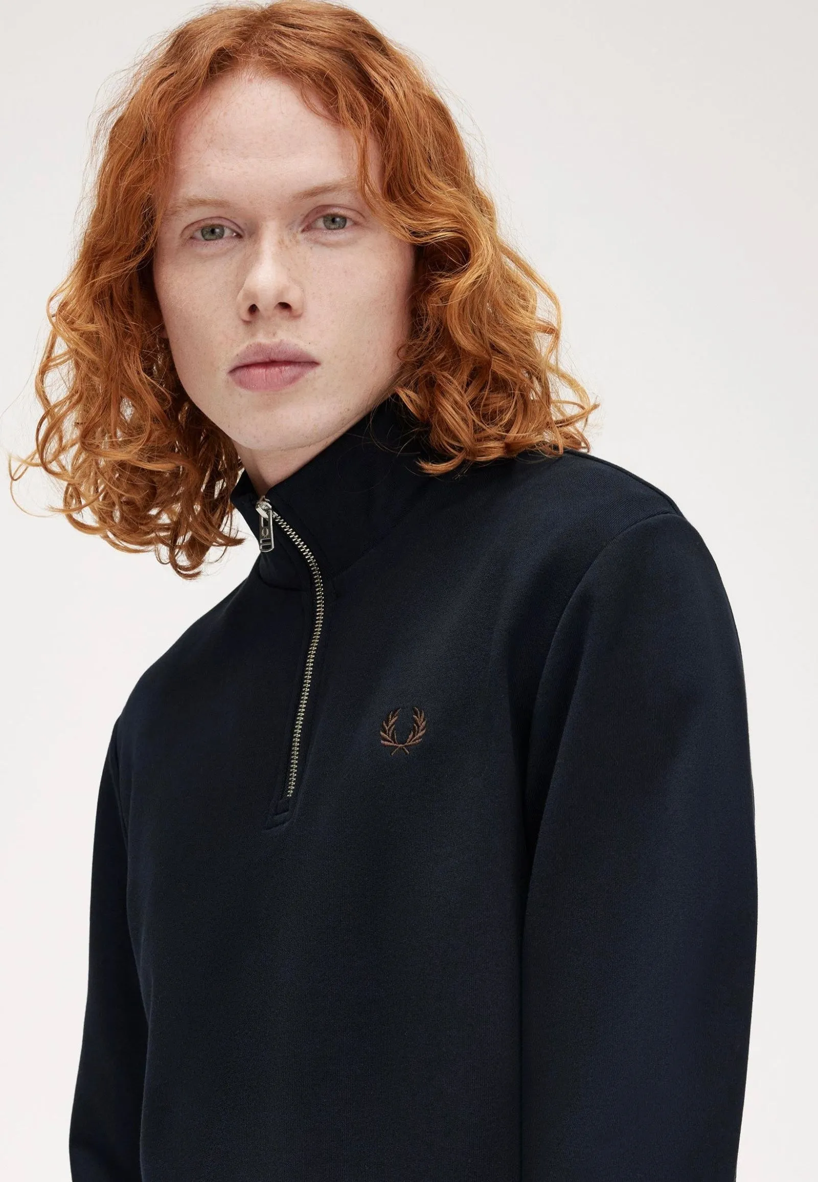 Fred Perry - Half Zip Nvy/Lrlwgrn/Bric - Sweater