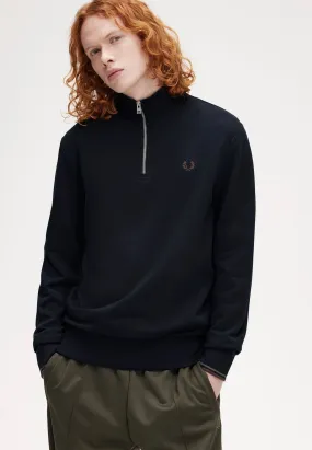 Fred Perry - Half Zip Nvy/Lrlwgrn/Bric - Sweater