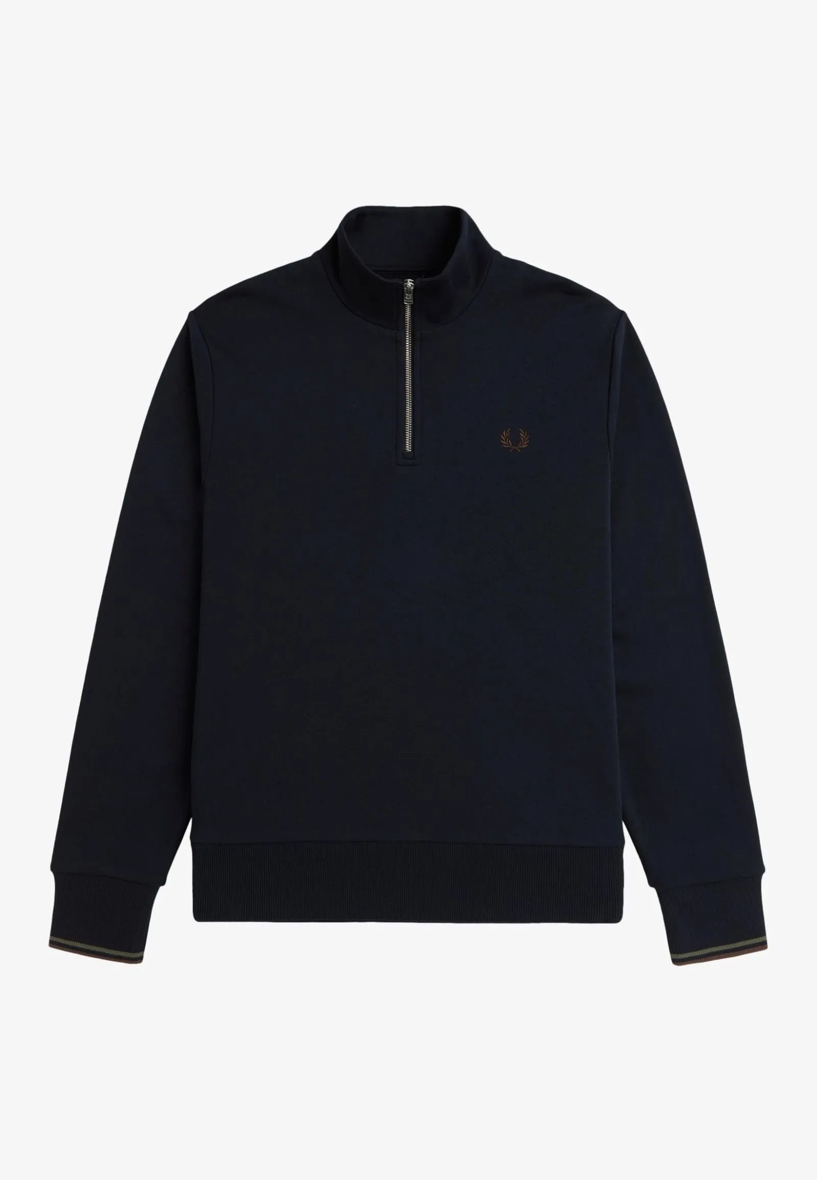 Fred Perry - Half Zip Nvy/Lrlwgrn/Bric - Sweater