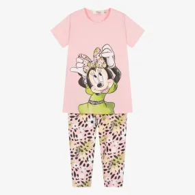 Girls Pink Cotton Disney Leggings Set