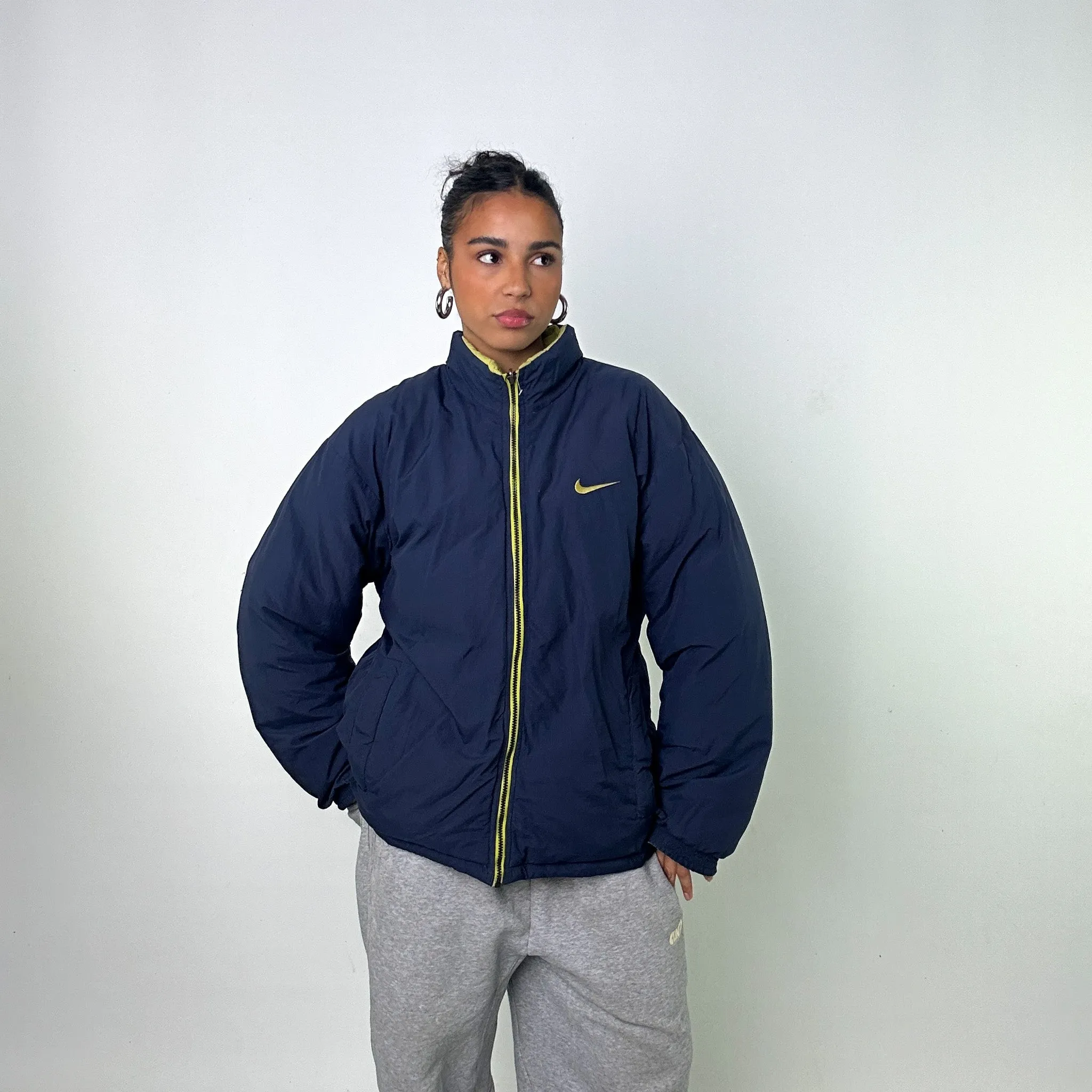 Green 90s NIKE Spellout Puffer Jacket Coat (L)