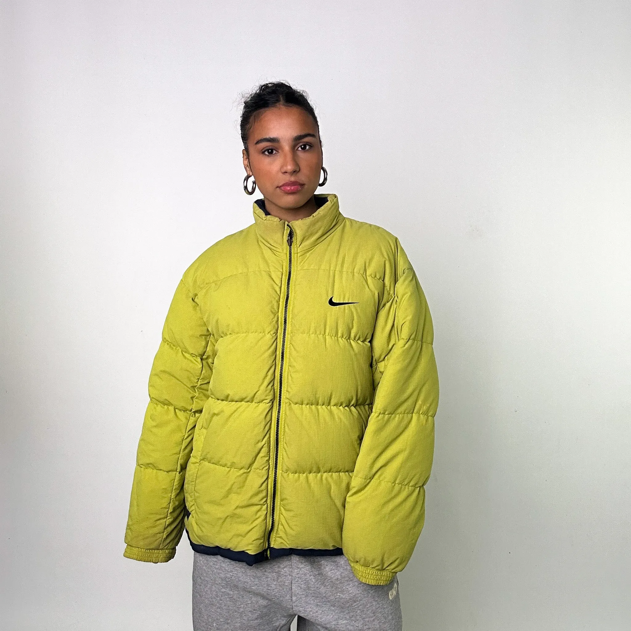 Green 90s NIKE Spellout Puffer Jacket Coat (L)