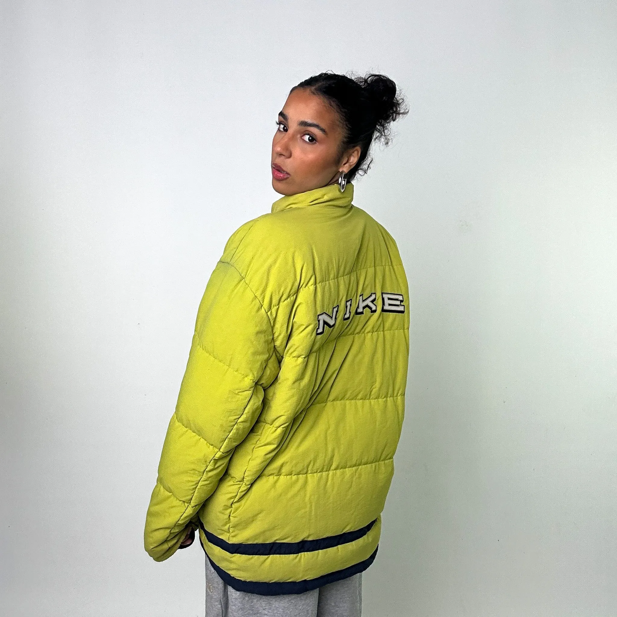 Green 90s NIKE Spellout Puffer Jacket Coat (L)