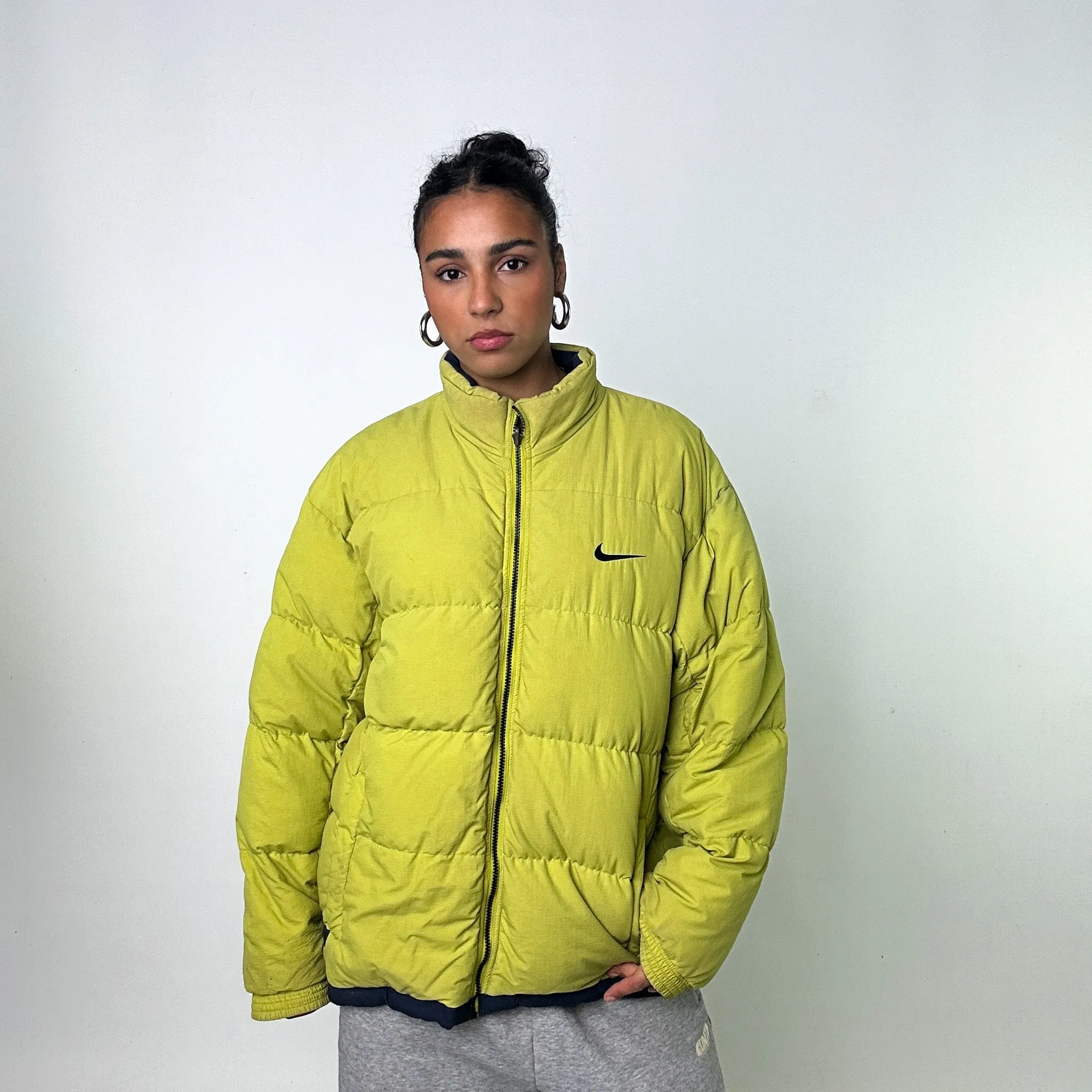 Green 90s NIKE Spellout Puffer Jacket Coat (L)