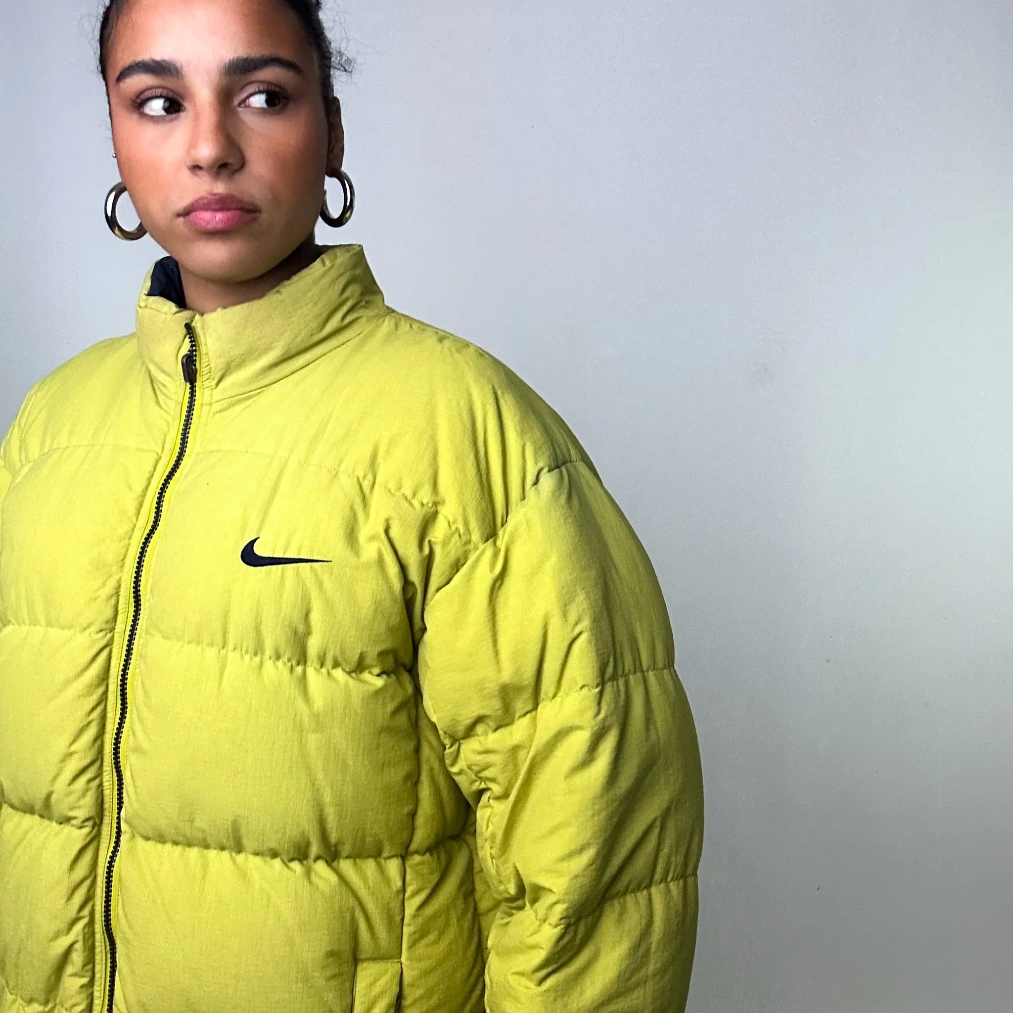 Green 90s NIKE Spellout Puffer Jacket Coat (L)