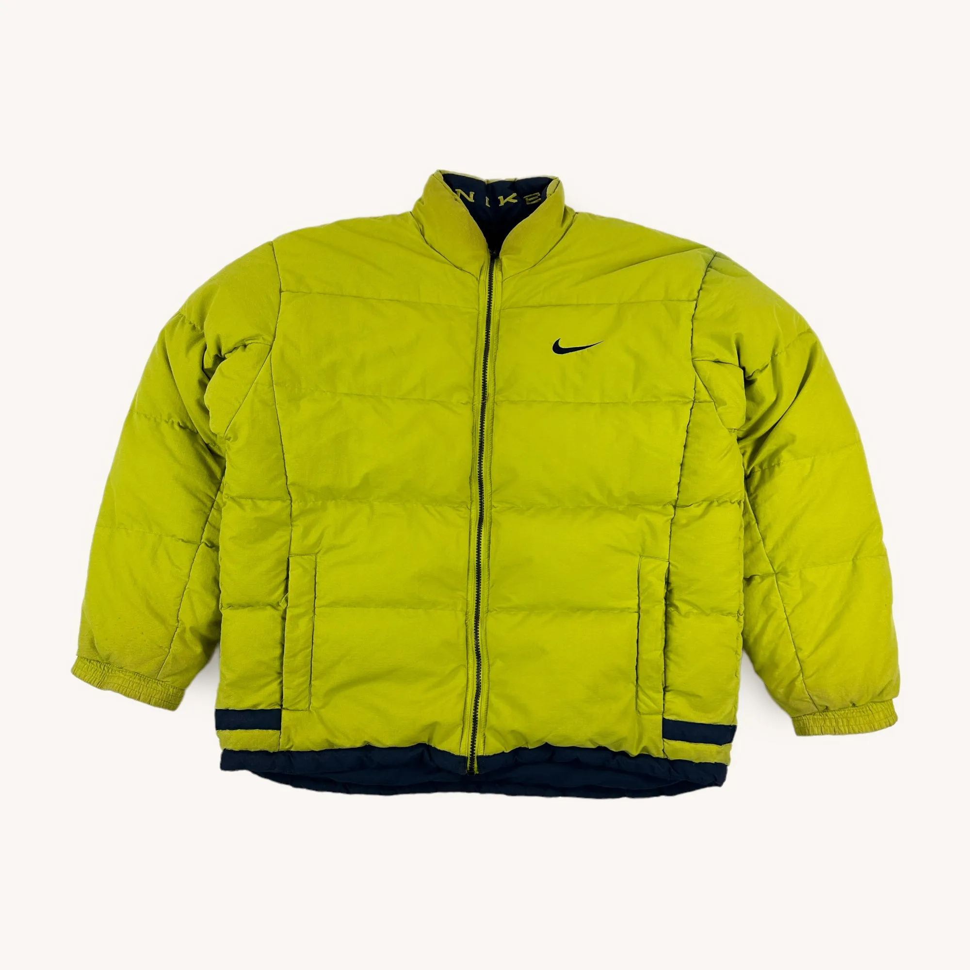 Green 90s NIKE Spellout Puffer Jacket Coat (L)