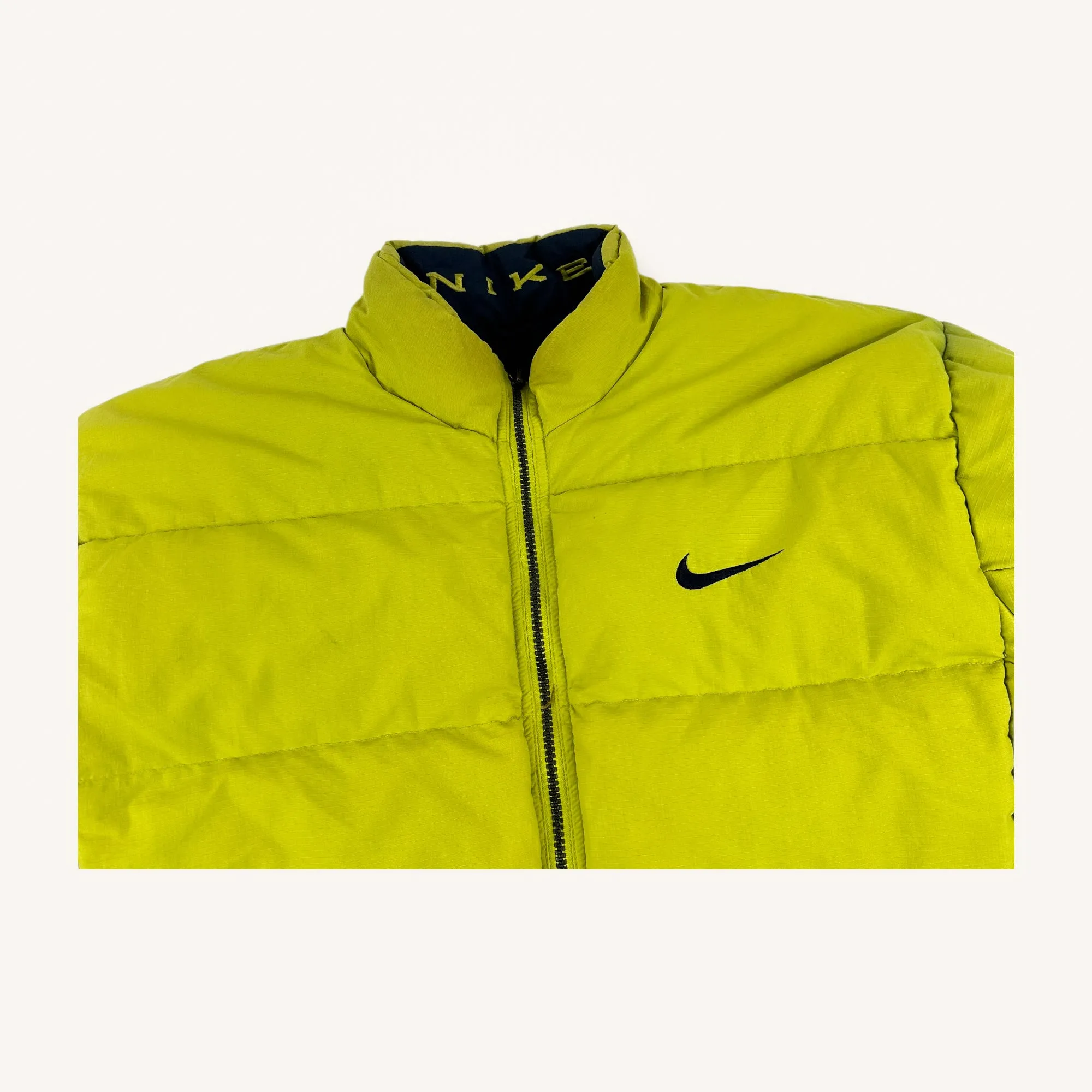 Green 90s NIKE Spellout Puffer Jacket Coat (L)