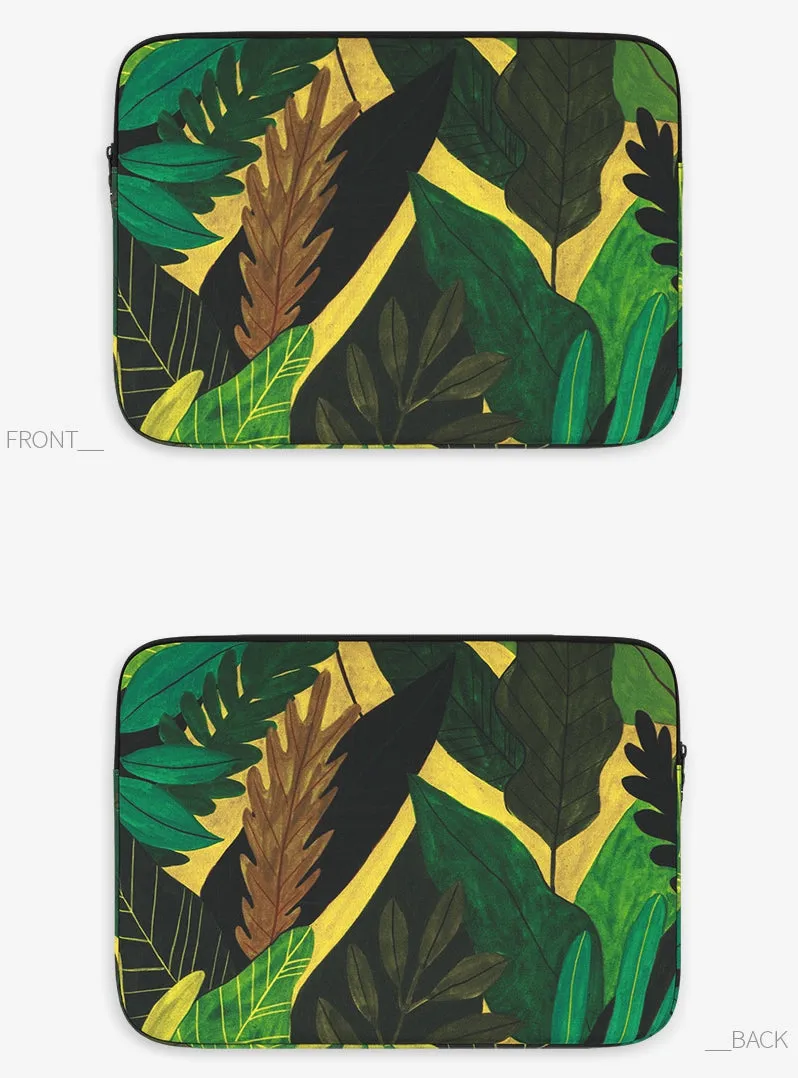 Green Forest Graphic Laptop Sleeves 13 15 inch Cases Protective Covers Handbags Square Pouches Designer Artist Prints Cute Light