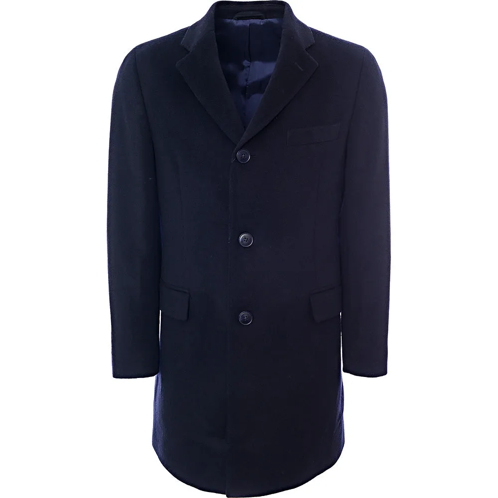 Hackett London Wool Cashmere Coat in Navy