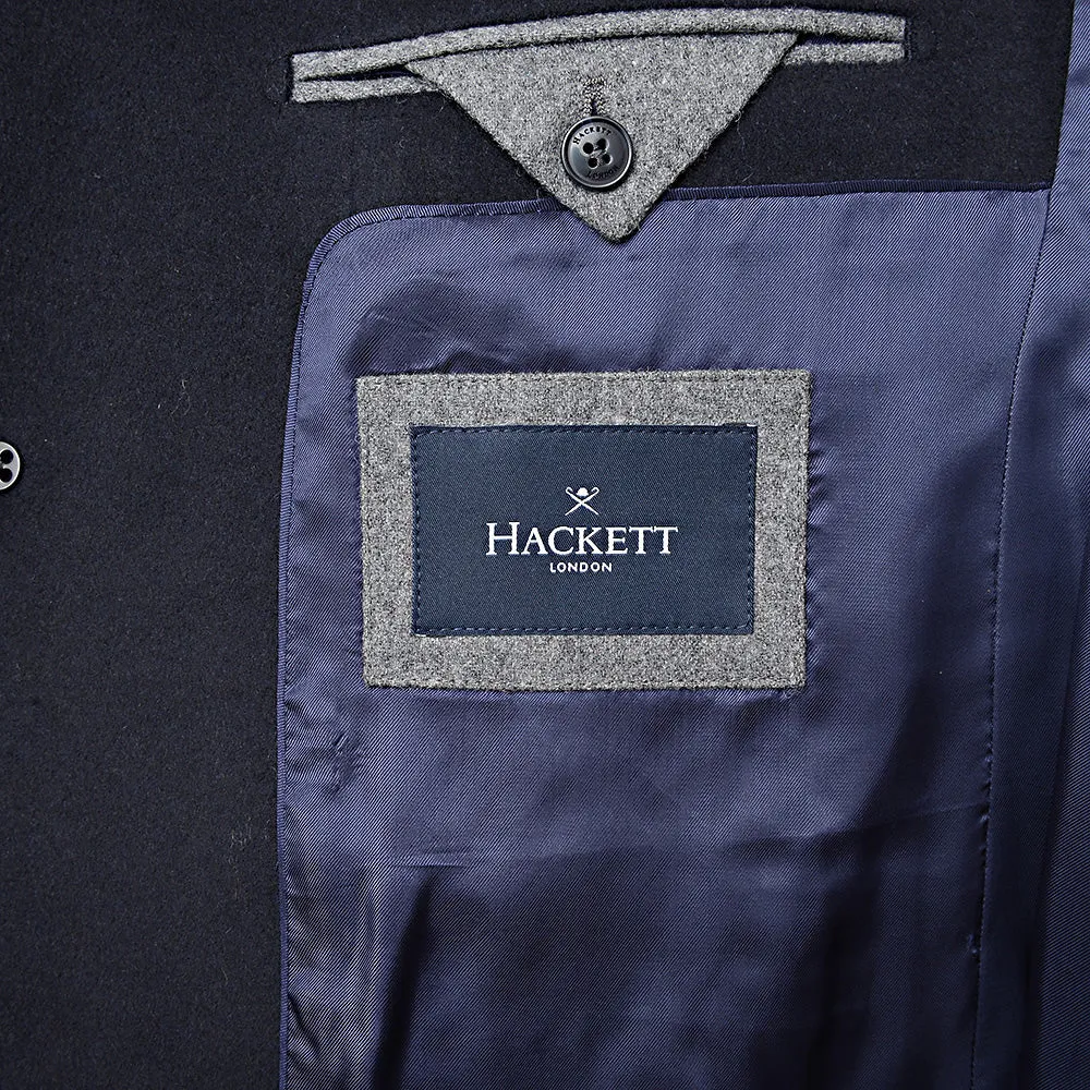 Hackett London Wool Cashmere Coat in Navy