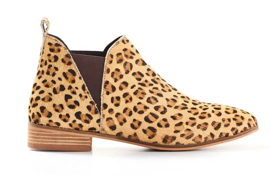 Human Premium Frankie Ocelot Print Leather Ankle Boot