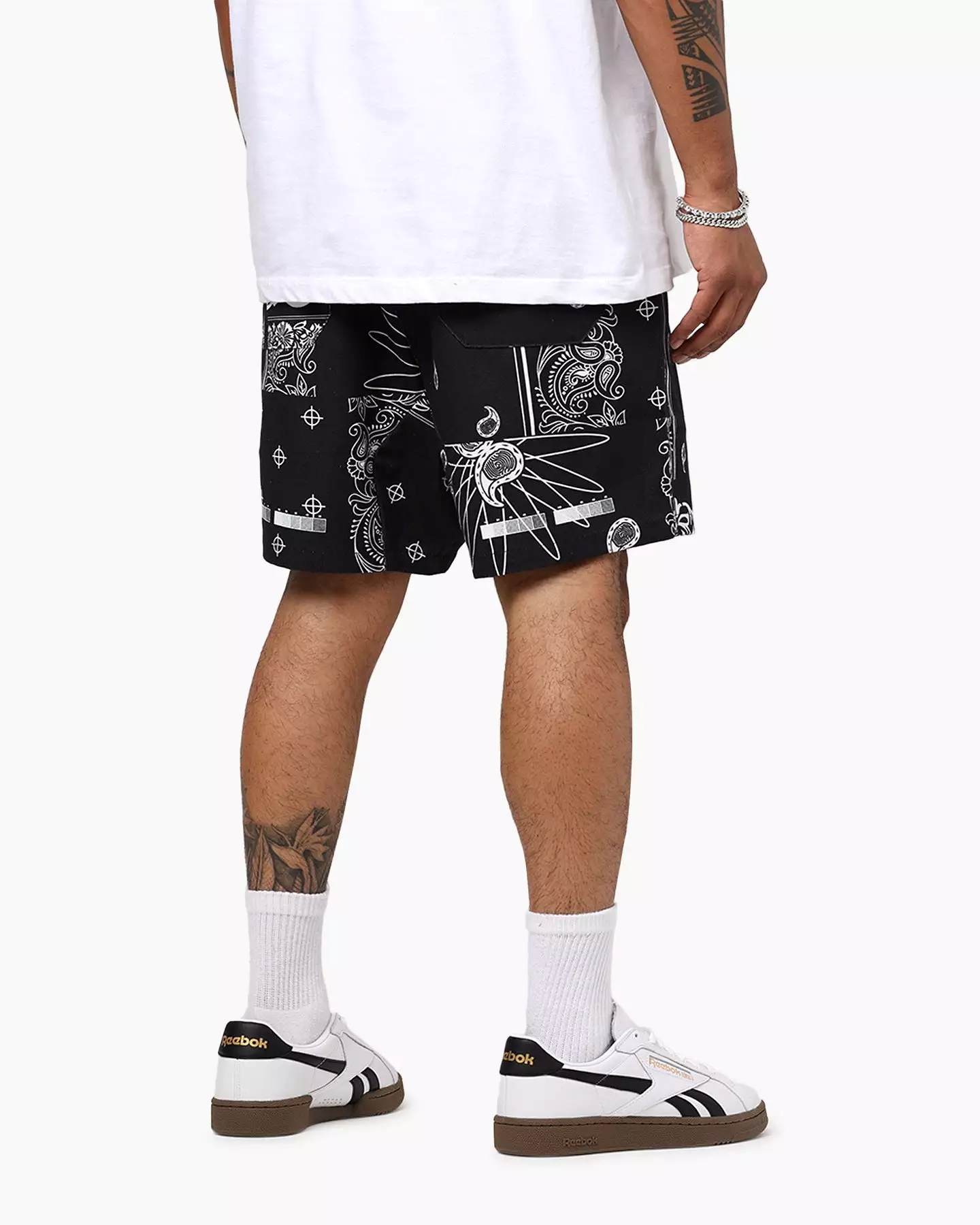 Individualist Lab Finger Print Bandana Shorts Black