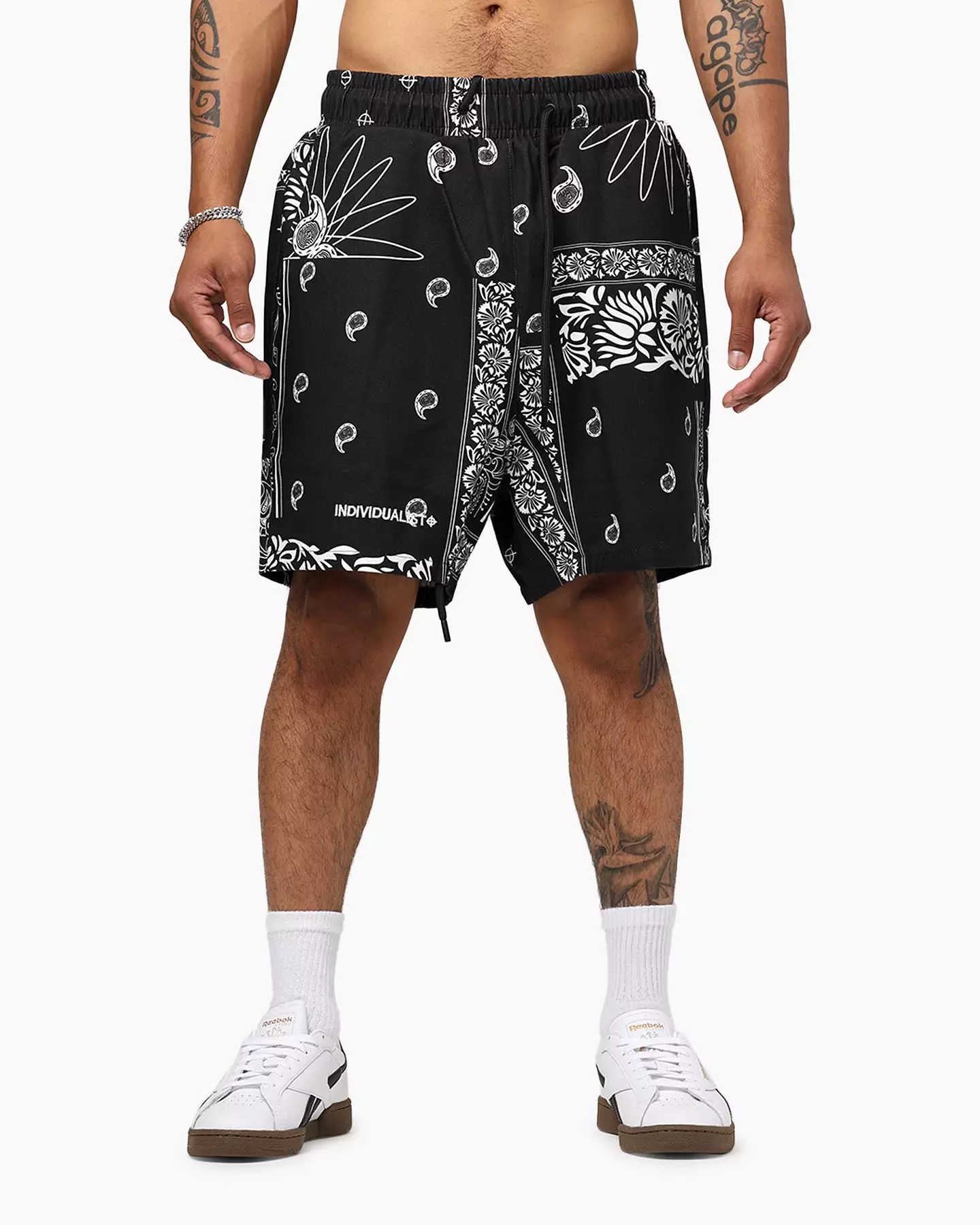 Individualist Lab Finger Print Bandana Shorts Black