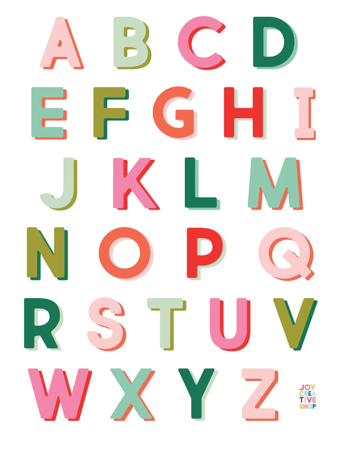 Joy Creative Shop - Vinyl Alphabet Sticker Sheet - Holiday