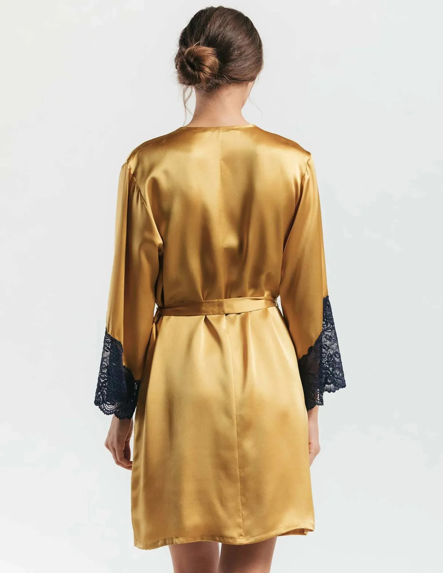 Juliette Short Gold Silk Robe