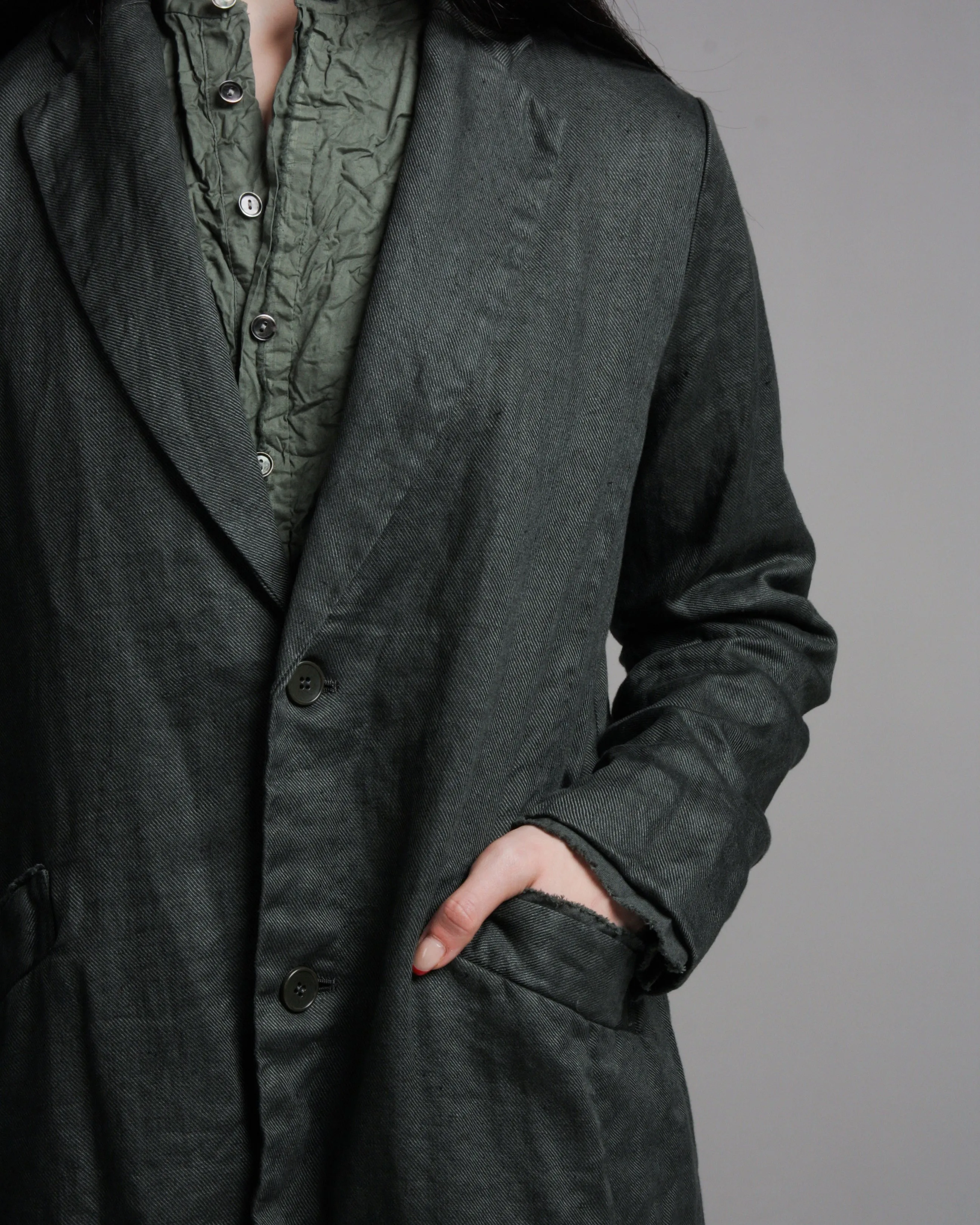 Khaki Linen Twill Coat