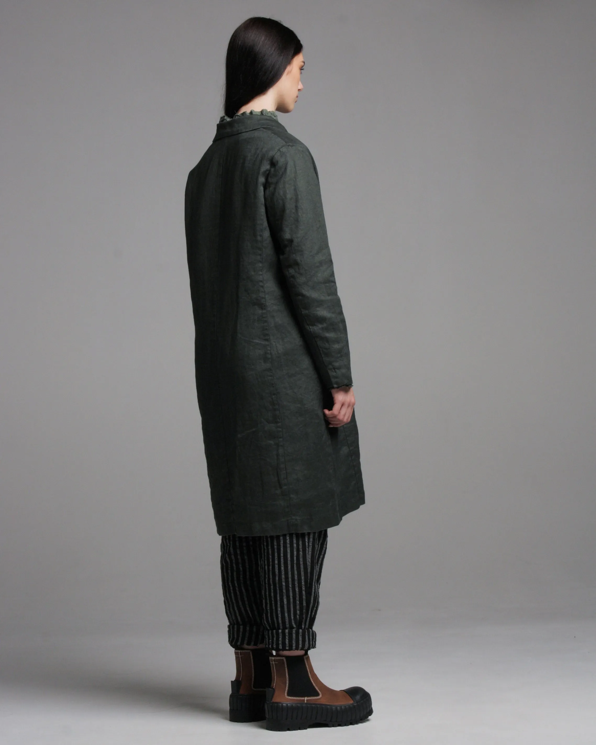 Khaki Linen Twill Coat