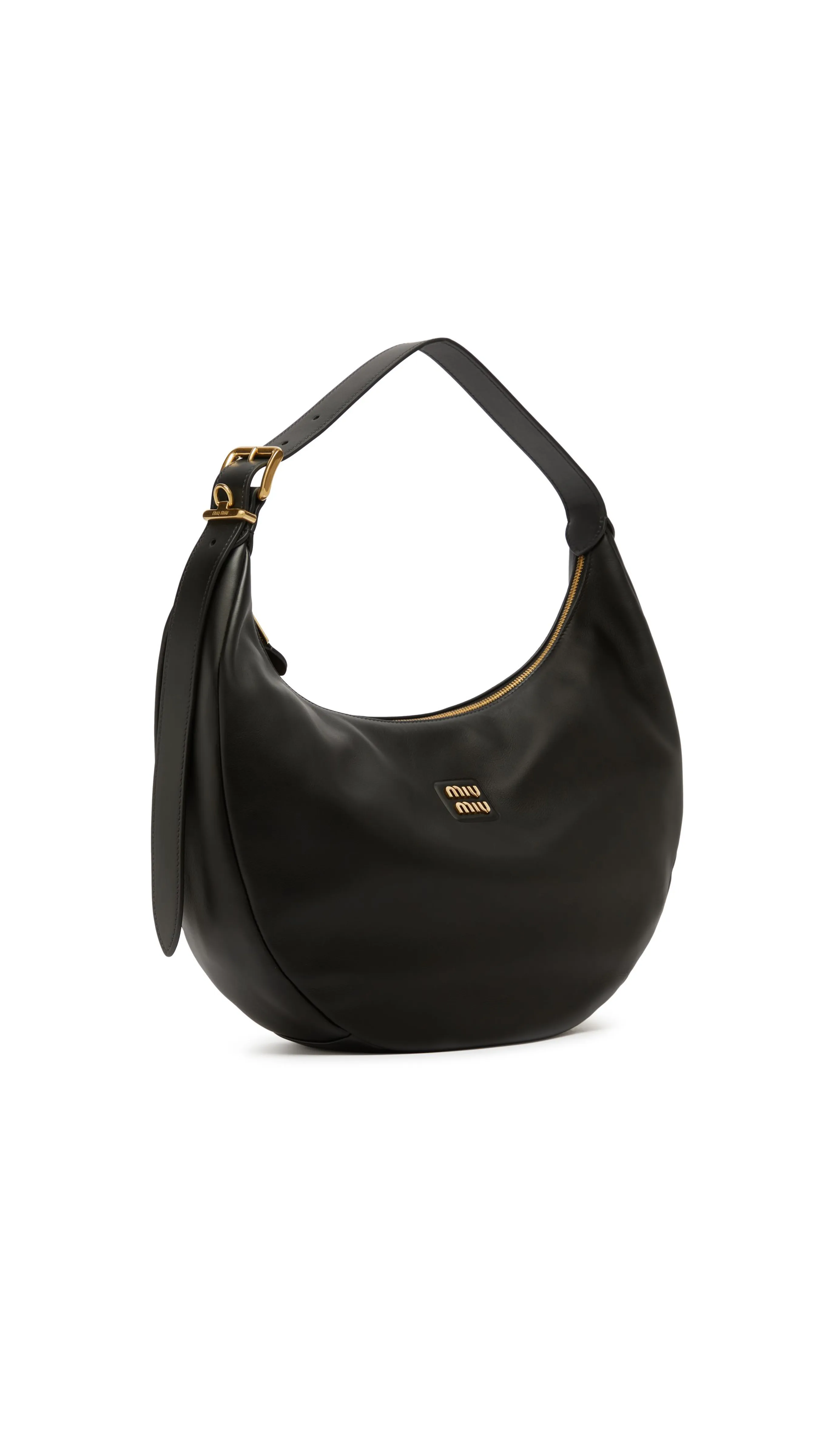 Large Leather Hobo Bag - Black