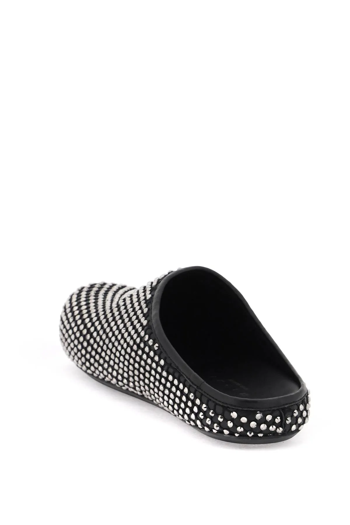 leather fussbett clogs with rhinestones SBMS004601 P6394 BLACK