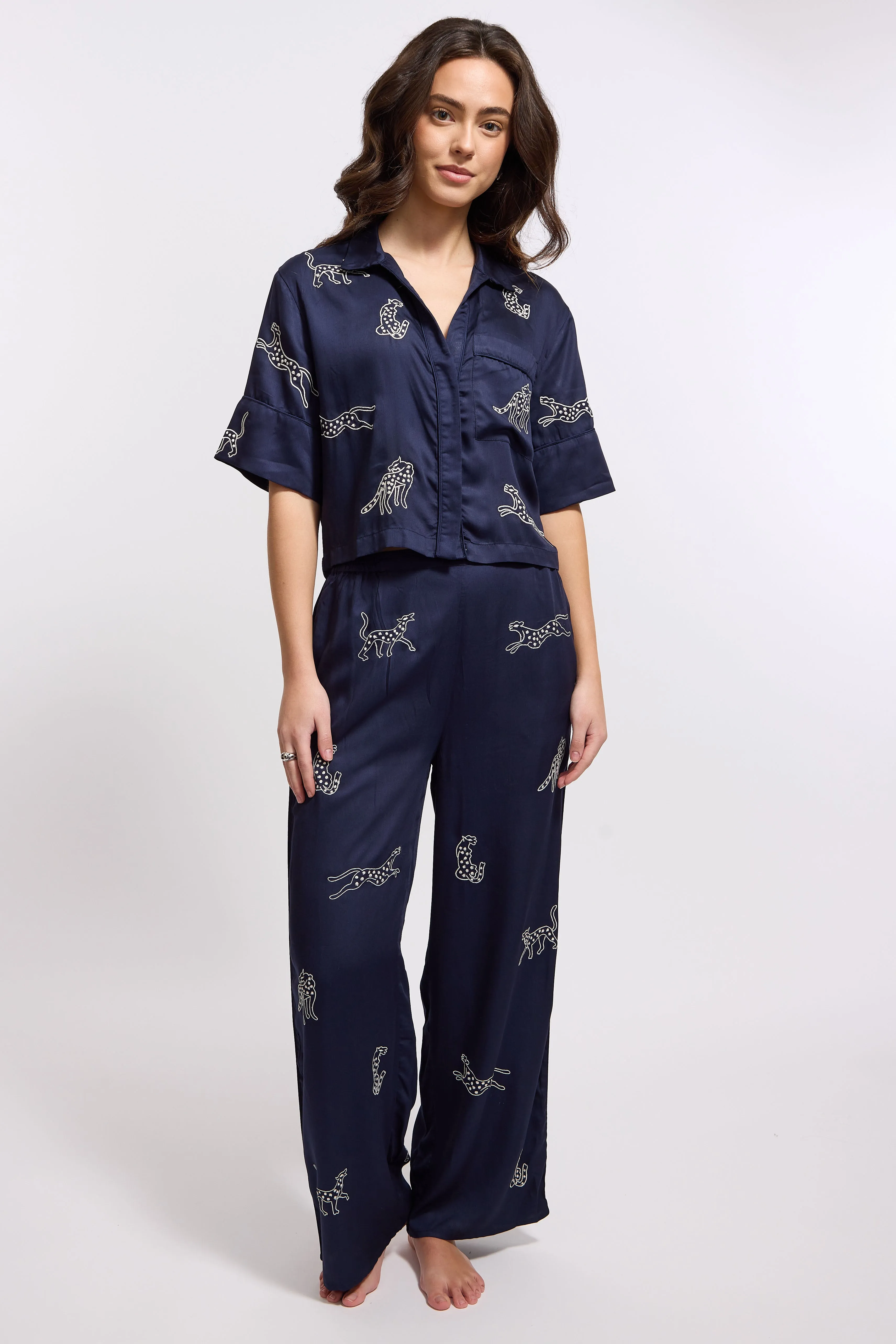 Leopard Loungewear Set - Midnight Jubilee (Navy)