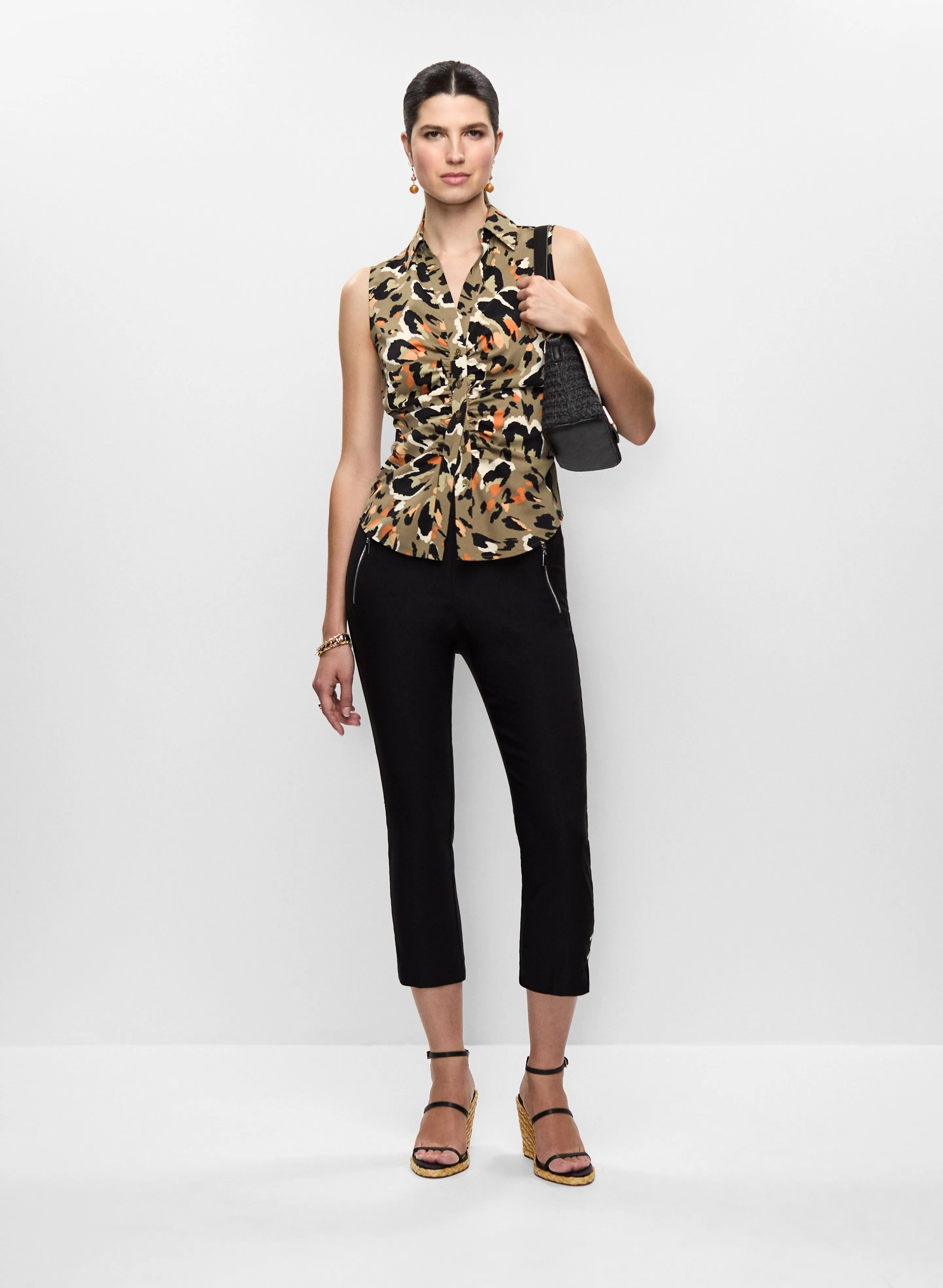 Leopard Print Blouse & High Rise Capris