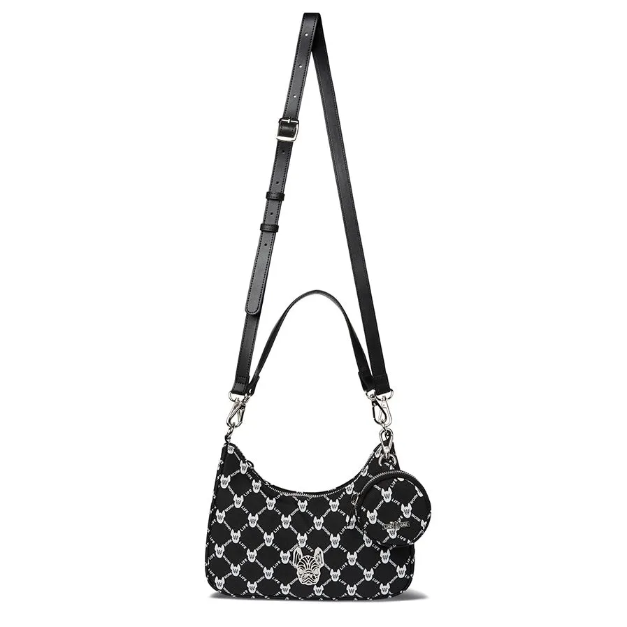 LifeWork Jacquard Monogram Hobo Bag Black