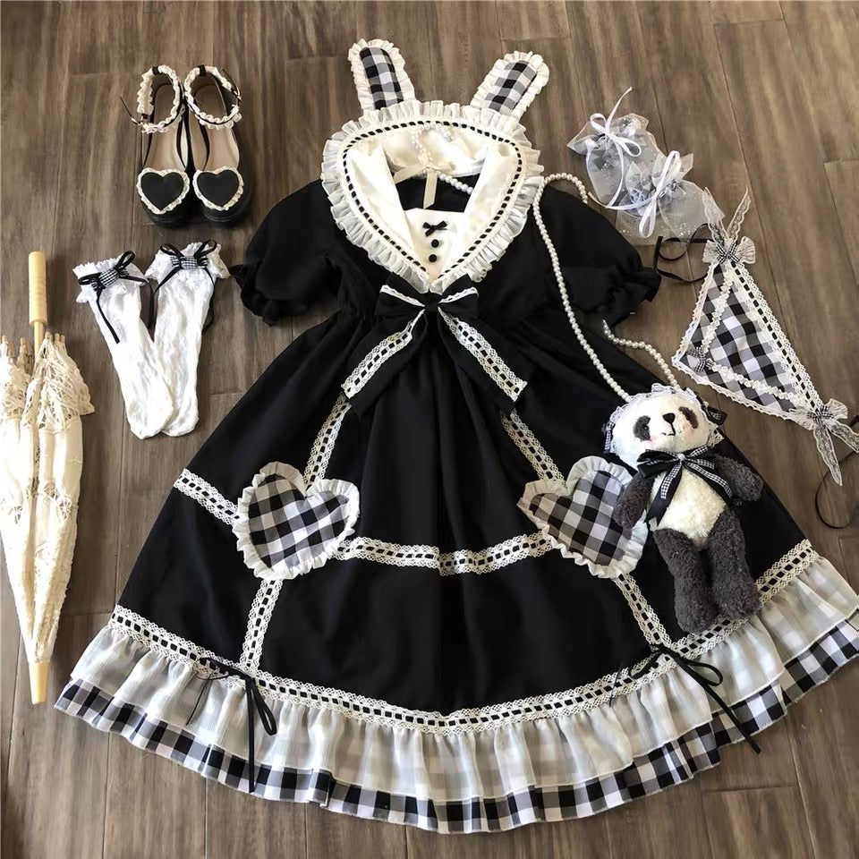 loveheart rabbit casual lolita one-piece dress