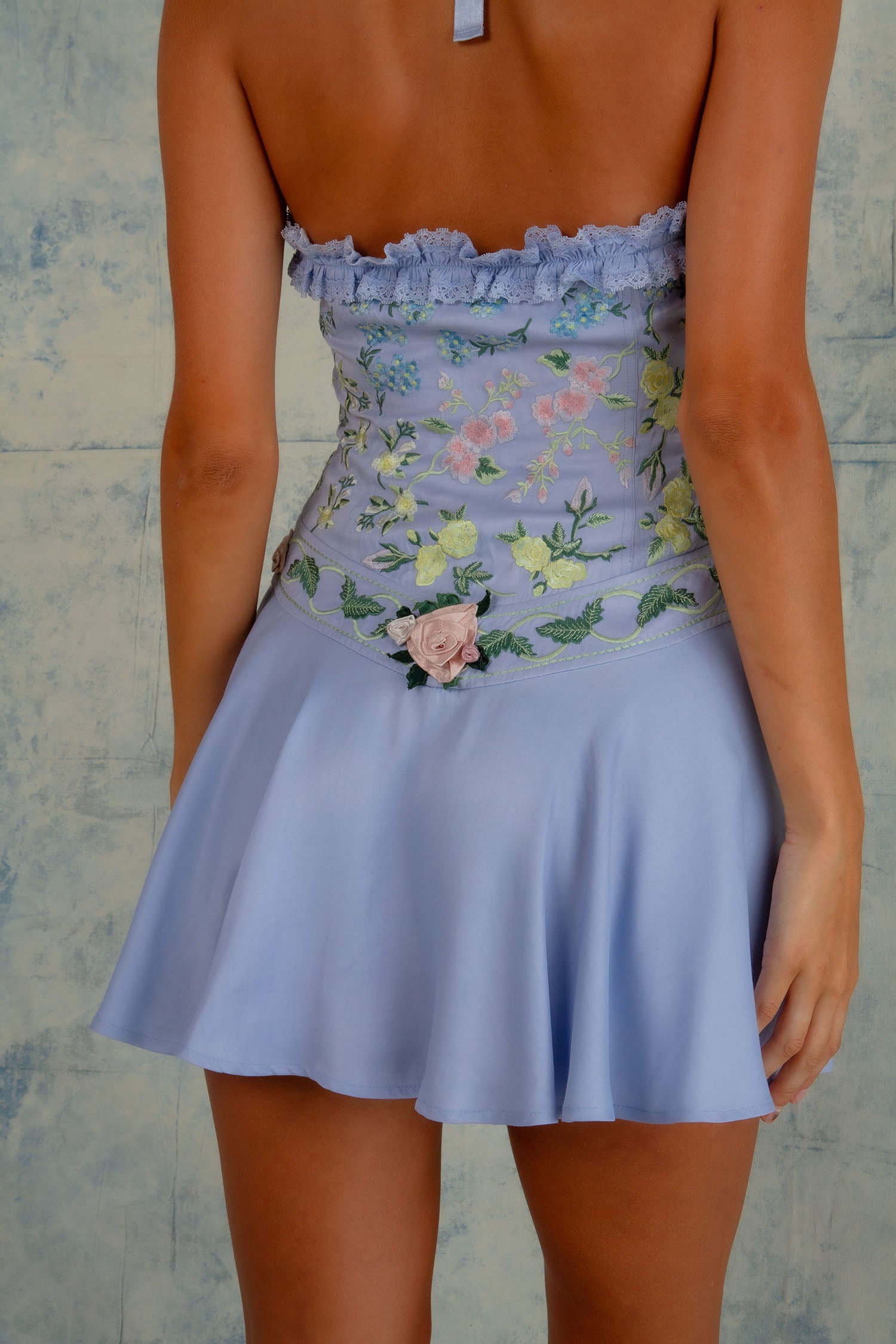 Meadow Halter Mini Dress - Periwinkle