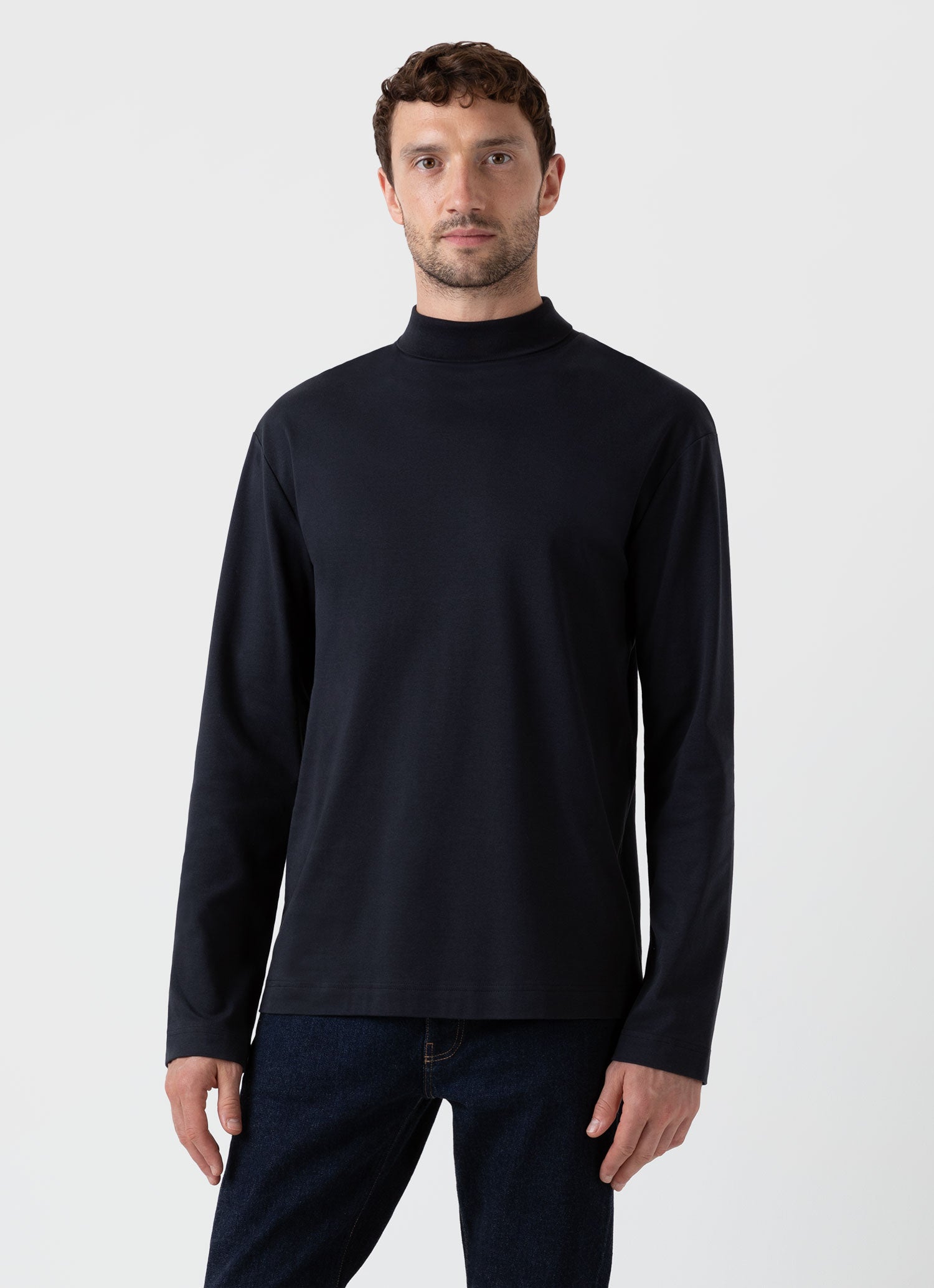 Men's Brushed Cotton Turtle Neck in Black