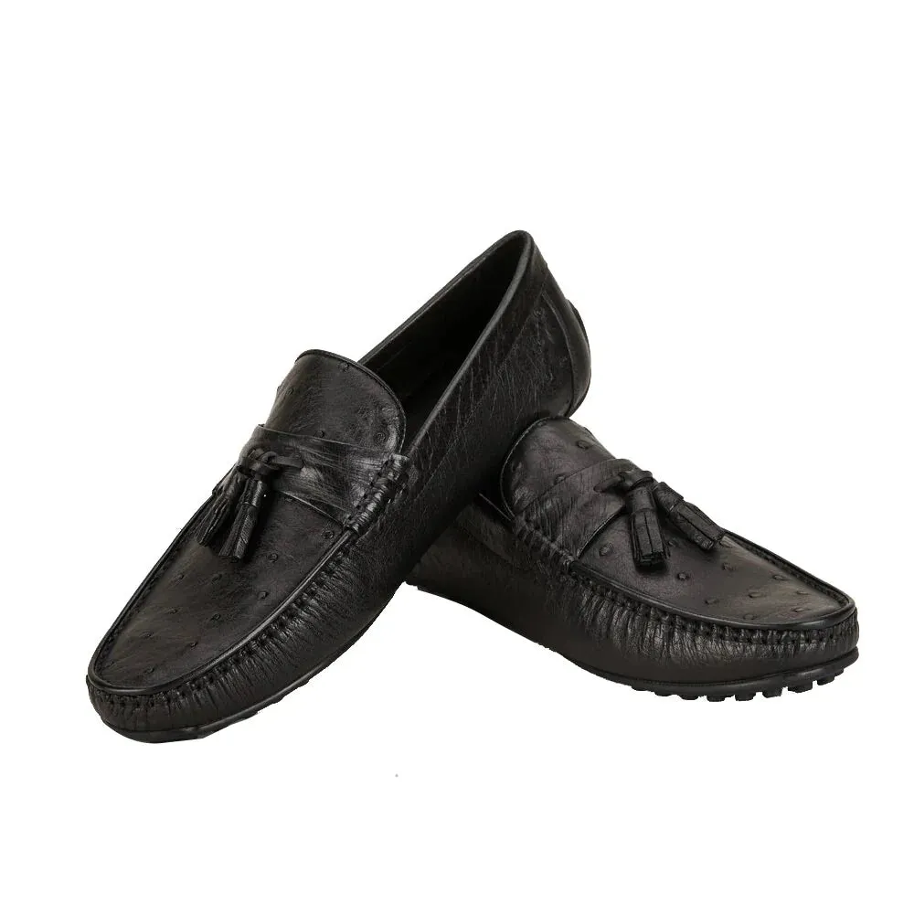 Men's Ostrich Skin One Foot Pedal Casual Wear Resistant Designer Flats