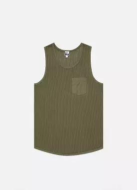 Men's Sunspel x Nigel Cabourn Mesh Vest in Army Green