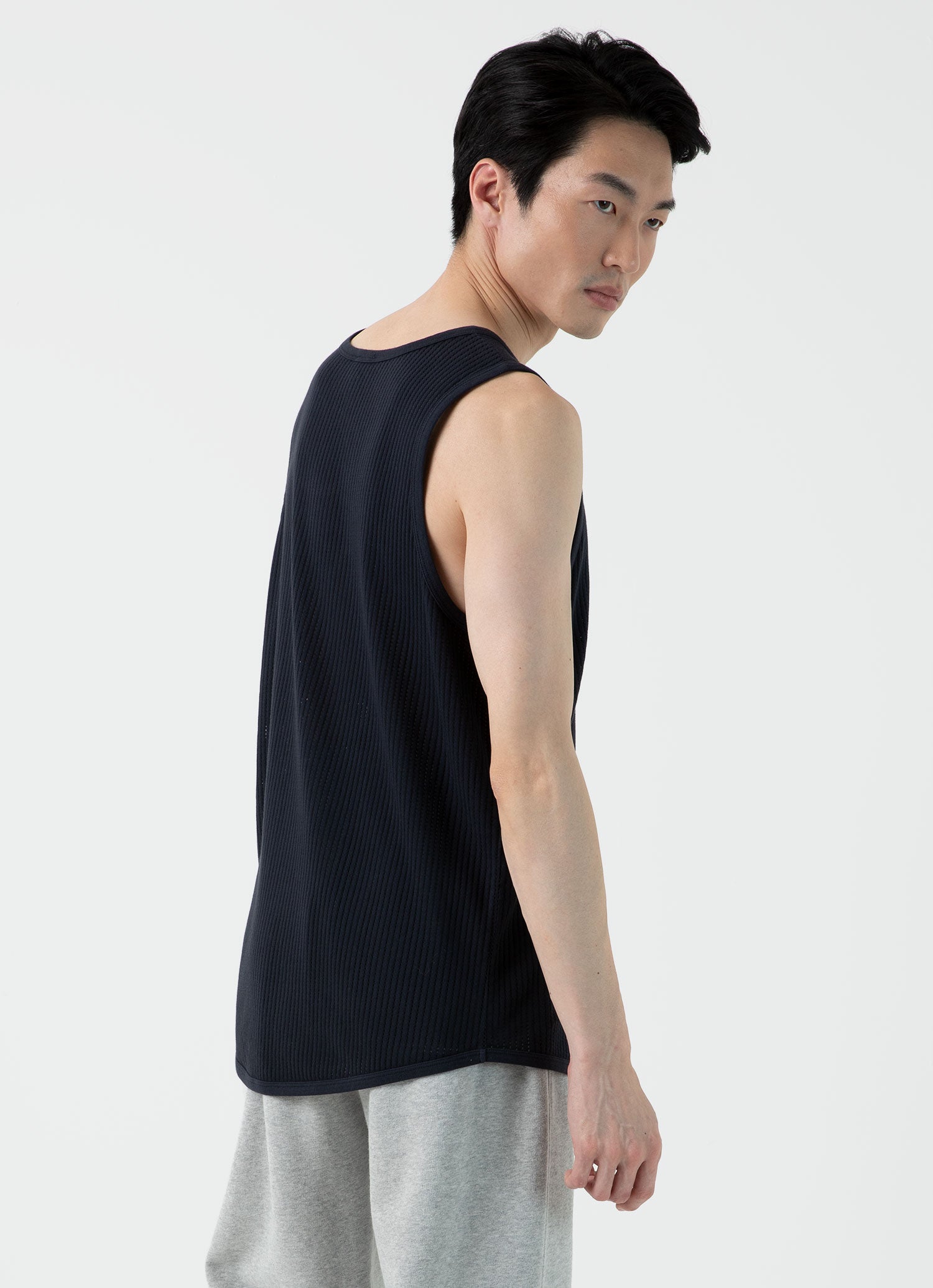 Men's Sunspel x Nigel Cabourn Mesh Vest in Navy