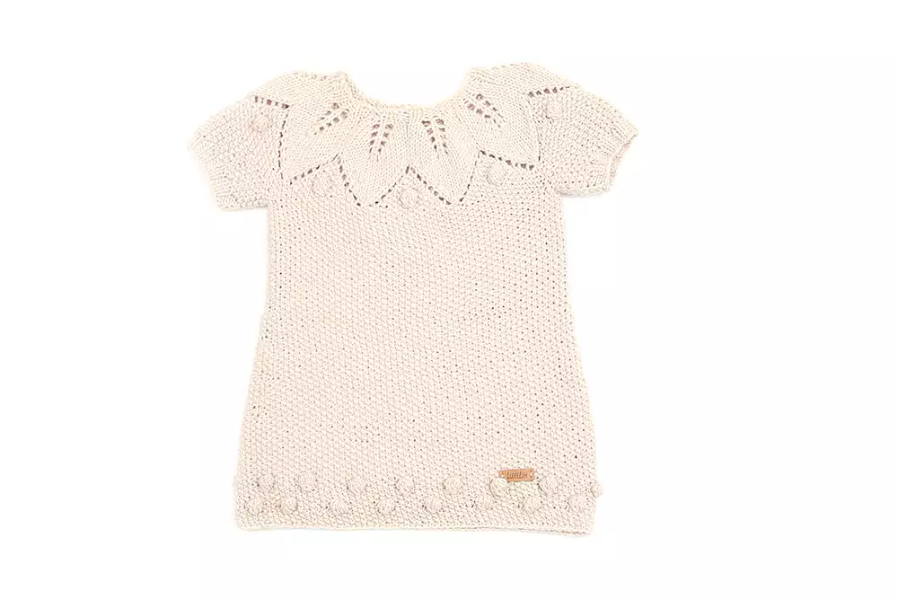 Merino wool Hand knitted Beige Dress