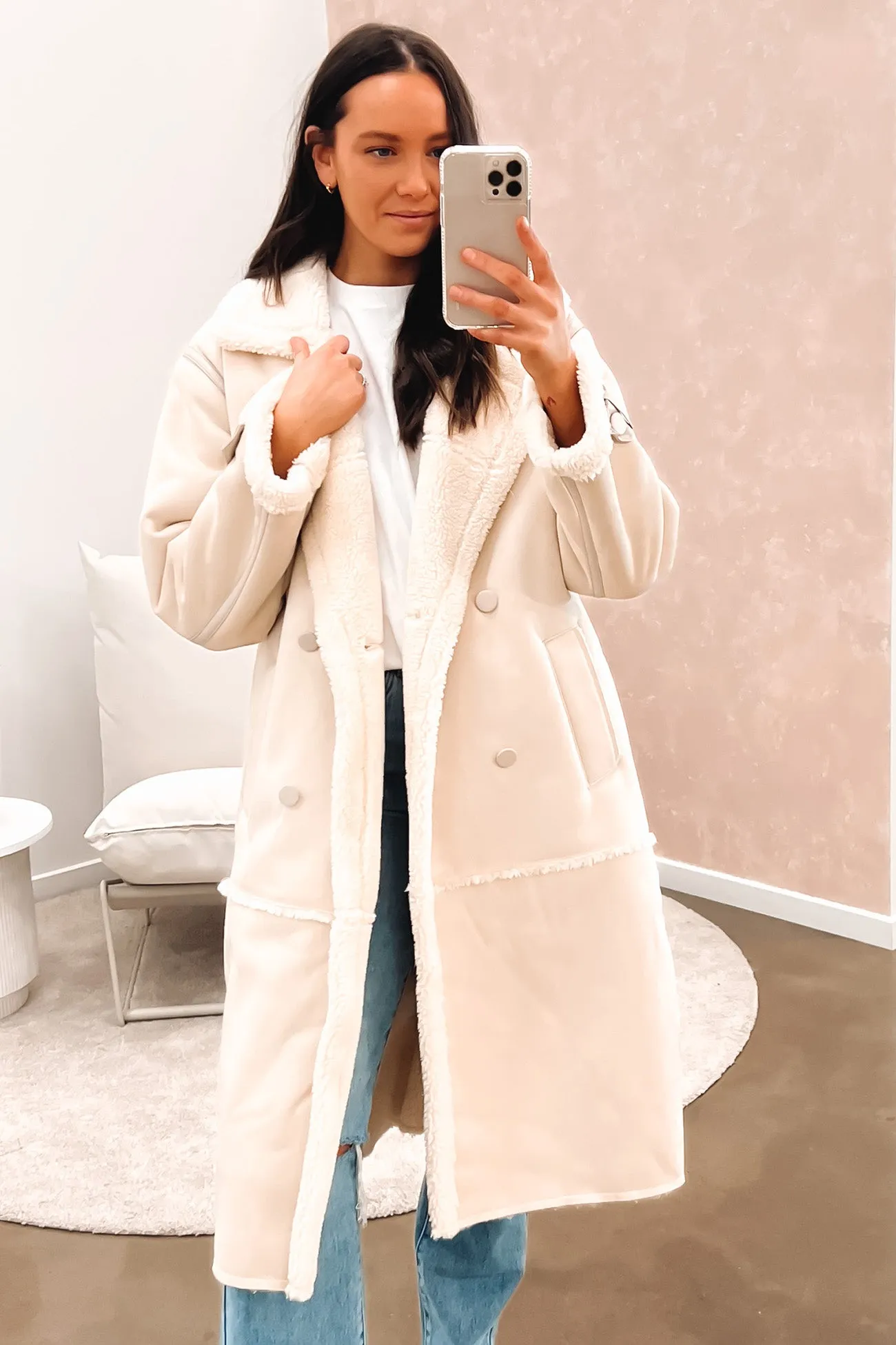 Mia Sherpa Coat Natural