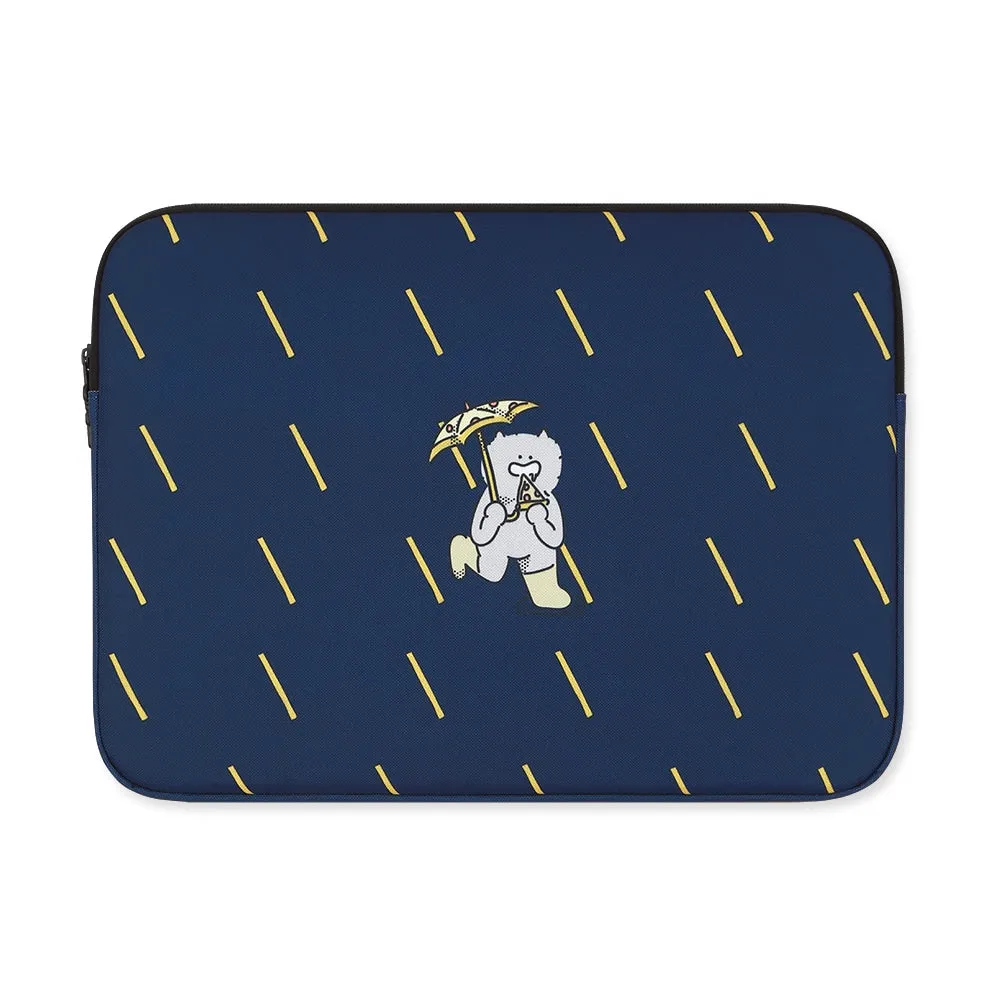 Navy Blue Rain Graphic Laptop Sleeves iPad 11 13 15 17 inch Cases Protective Covers Handbags Square Pouches Designer Artist Prin