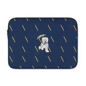 Navy Blue Rain Graphic Laptop Sleeves iPad 11 13 15 17 inch Cases Protective Covers Handbags Square Pouches Designer Artist Prin