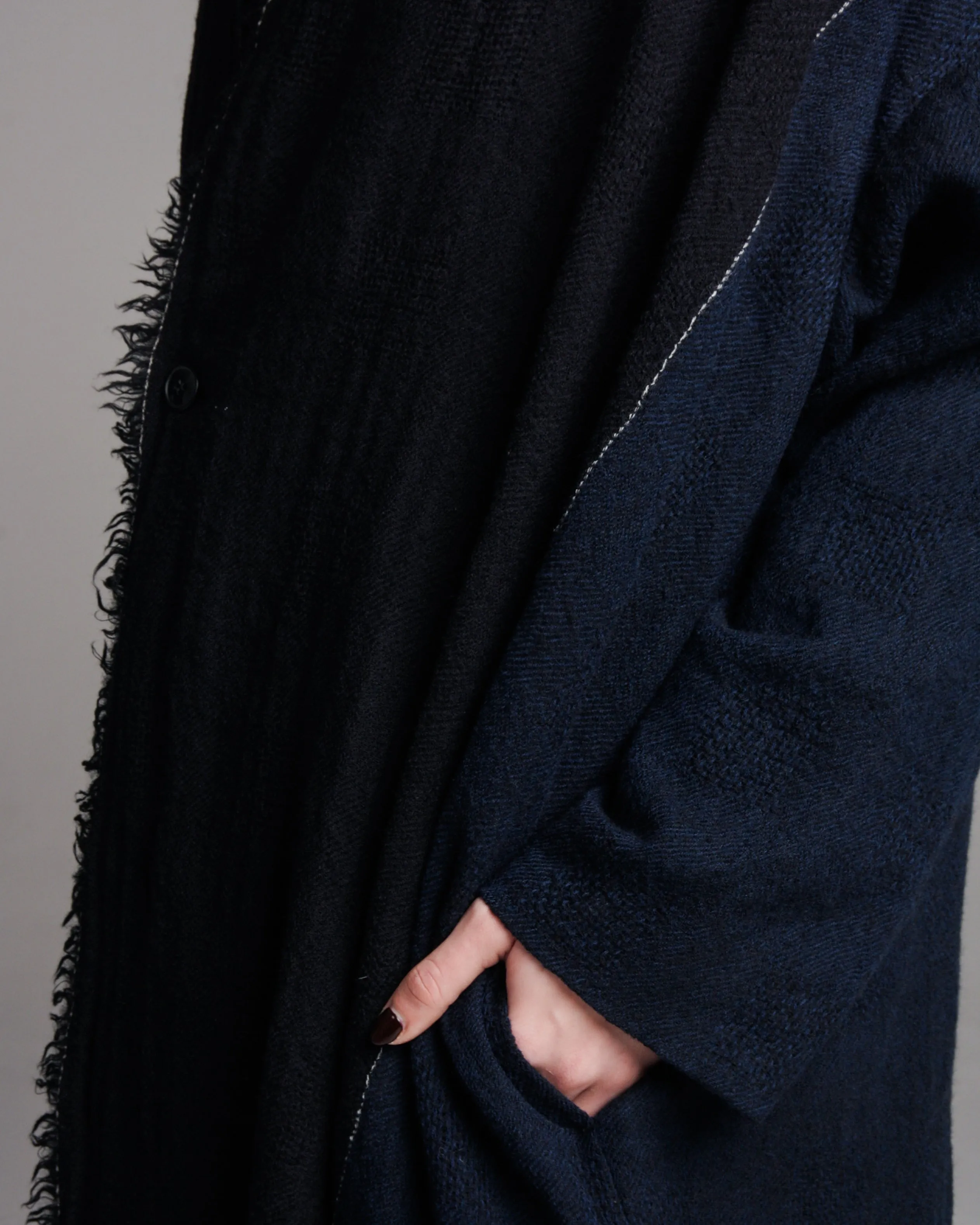 Navy Raw Edge Coat