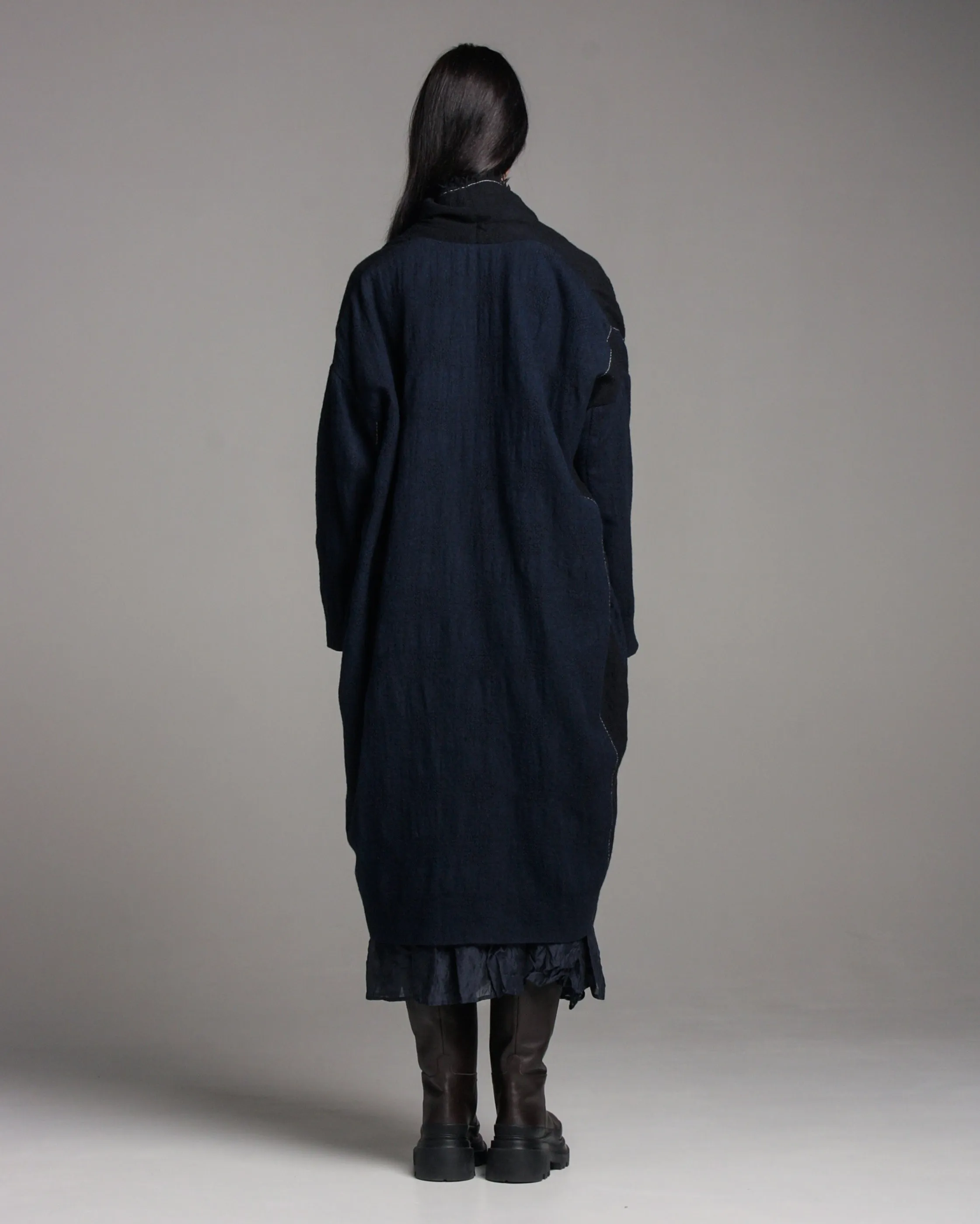 Navy Raw Edge Coat