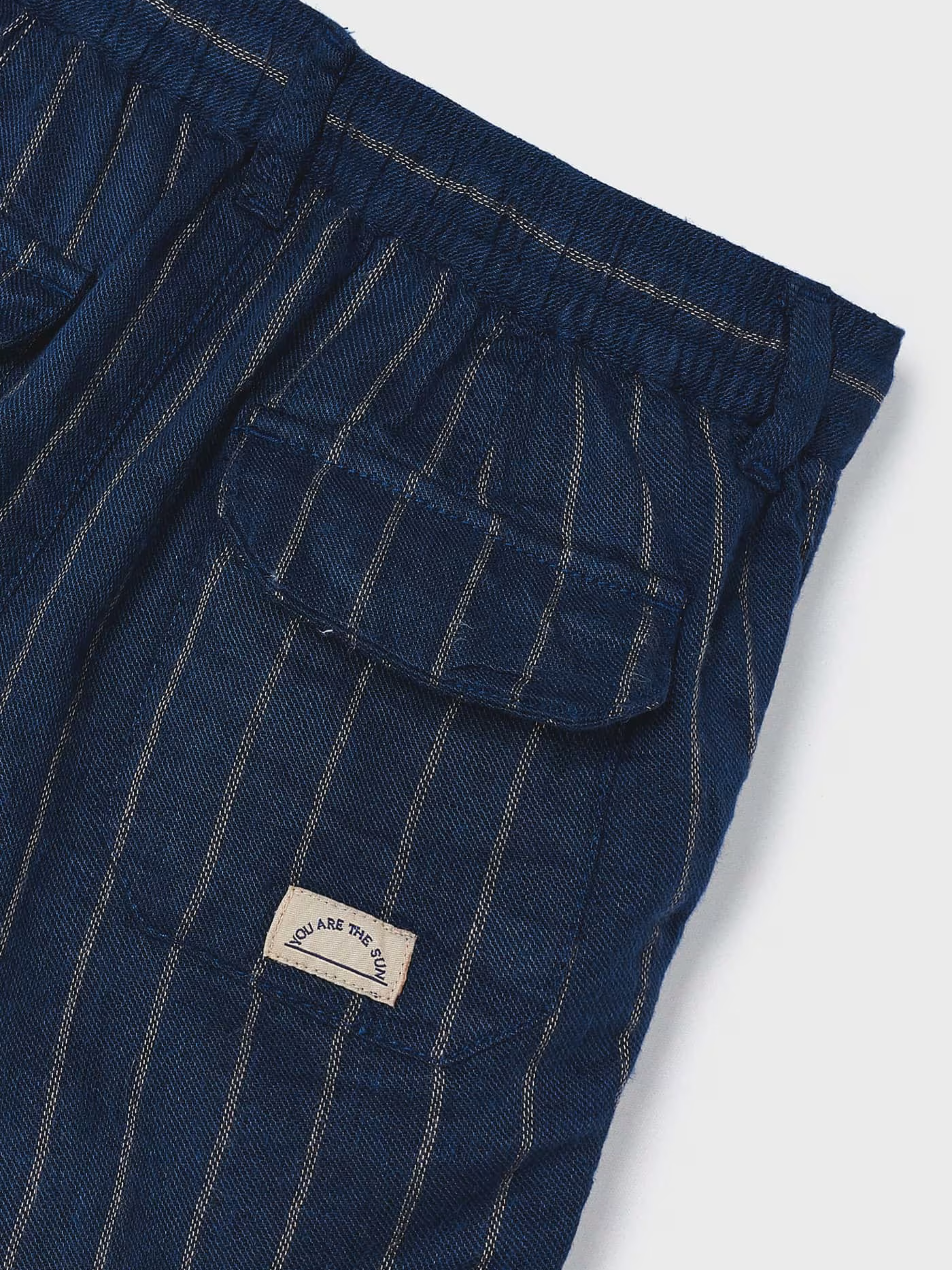 Navy Striped Linen Shorts