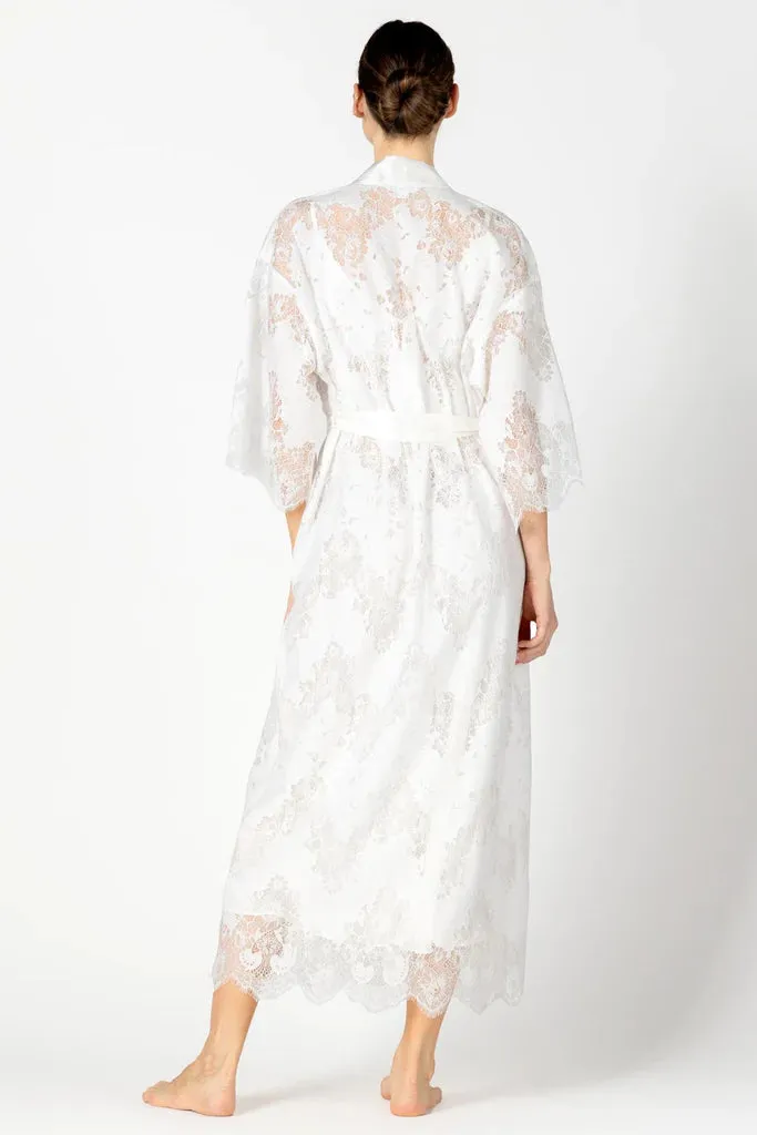 Nina Love Ivory Long Silk Robe