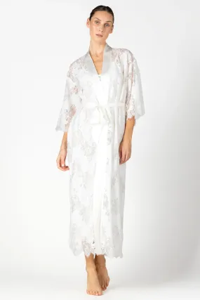 Nina Love Ivory Long Silk Robe