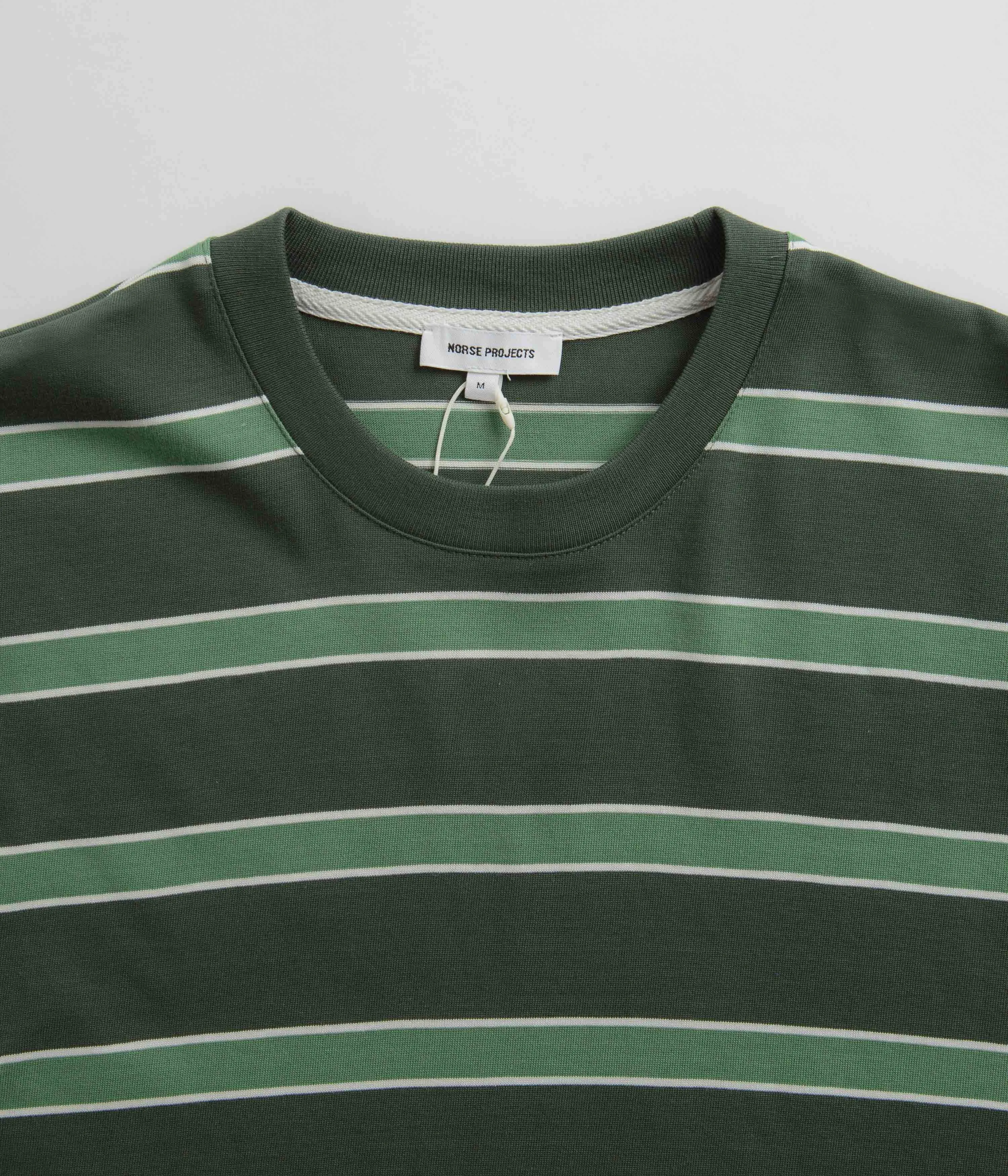 Norse Projects Johannes Organic Multicolour Stripe T-Shirt - Spruce Green