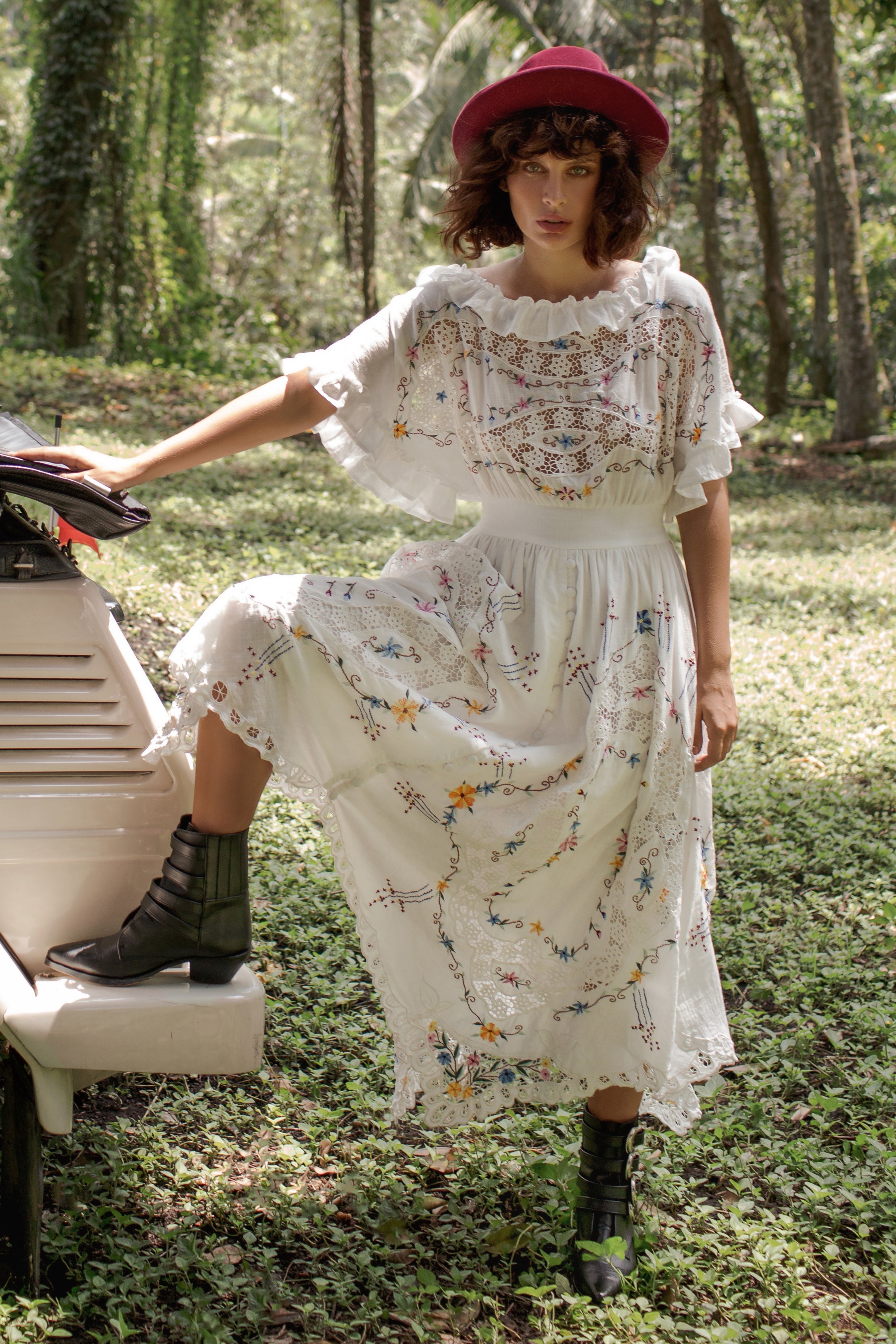 Once Upon A Song - Batwing embroidered maxi dress