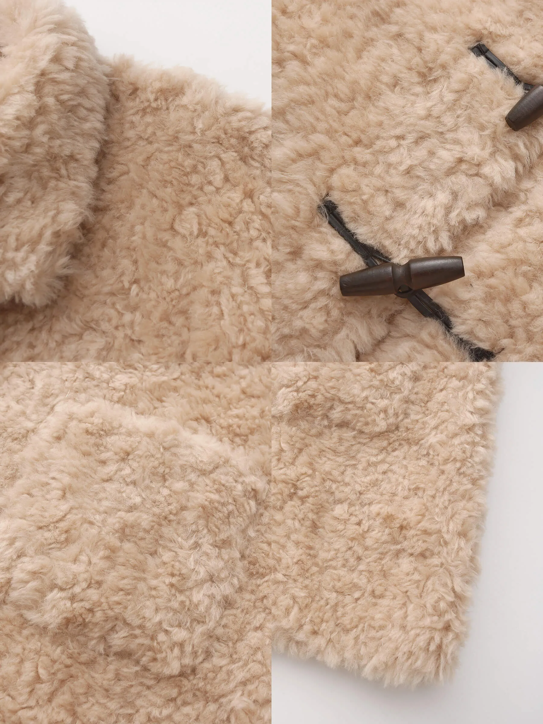 ONE BY CUBIC Hign Collar Furry 100% Wool Coat