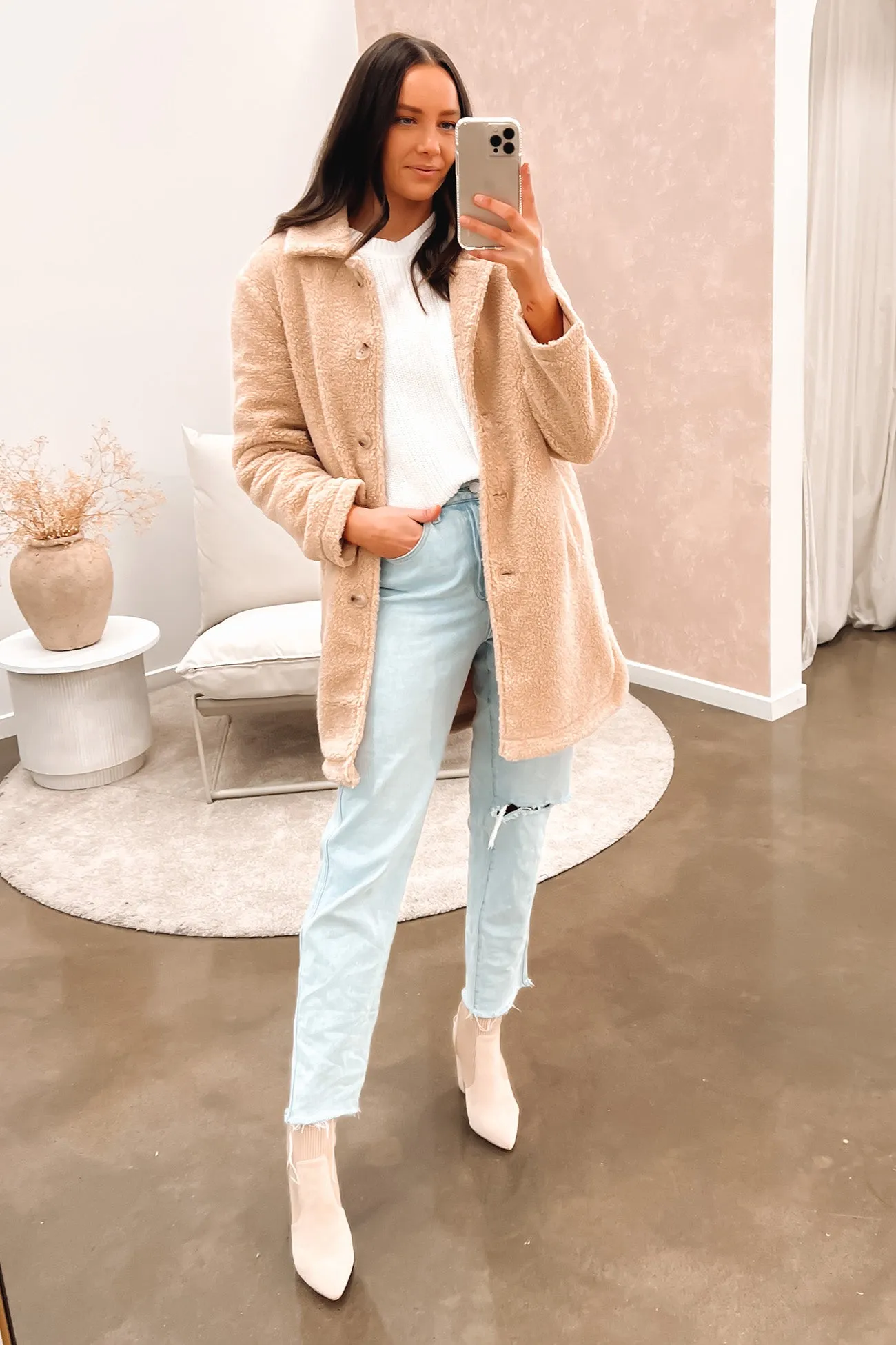 Penelope Sherpa Coat Oatmeal