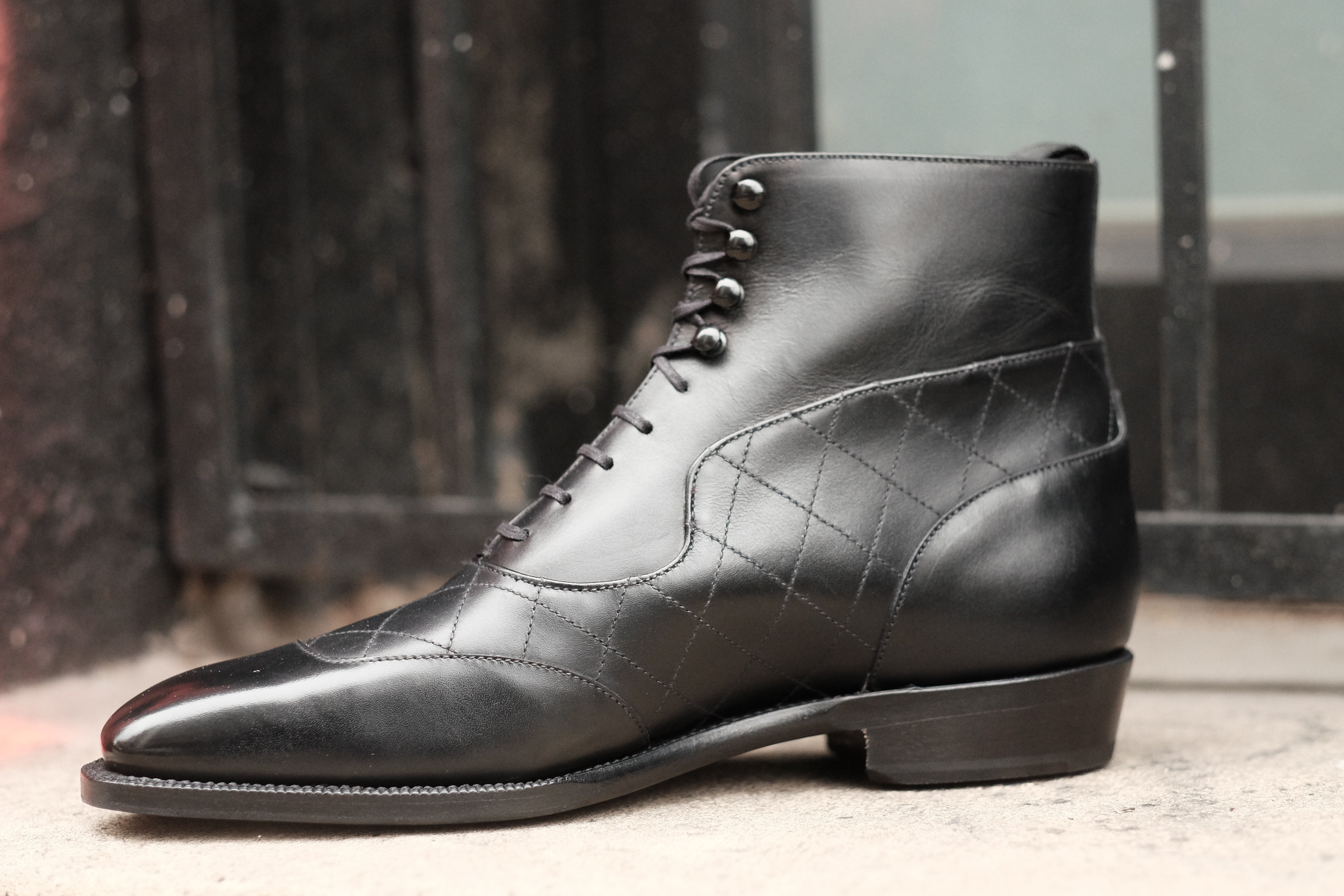 Pinehurst - MTO - Black Calf / Quilted Black Calf  - LPB Last - Single Leather Sole